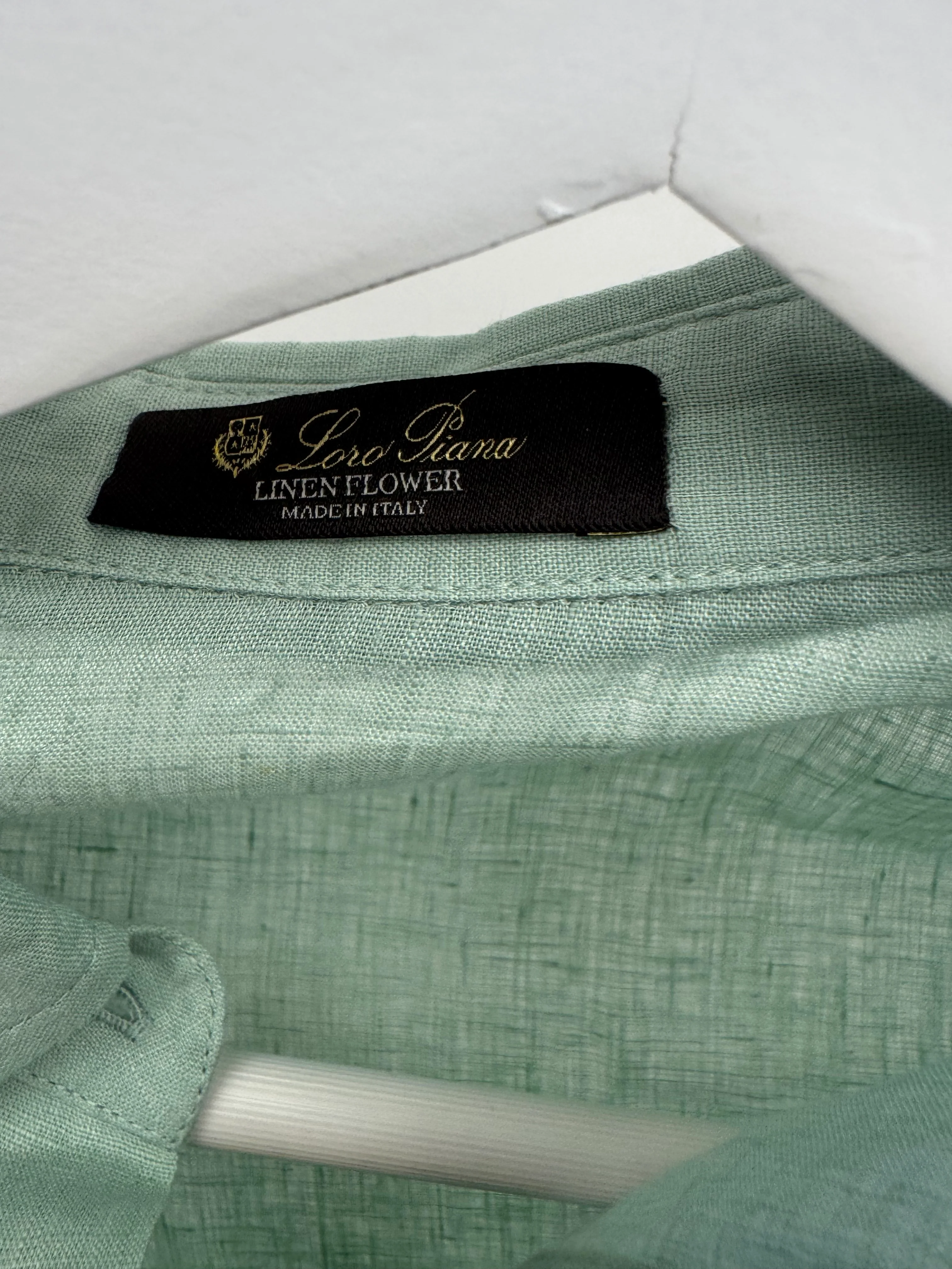 Loro Piana Kids Pastel Green Linen Short-Sleeve Shirt with Back Tie Detail Size 8 years RRP £380 - Image 4