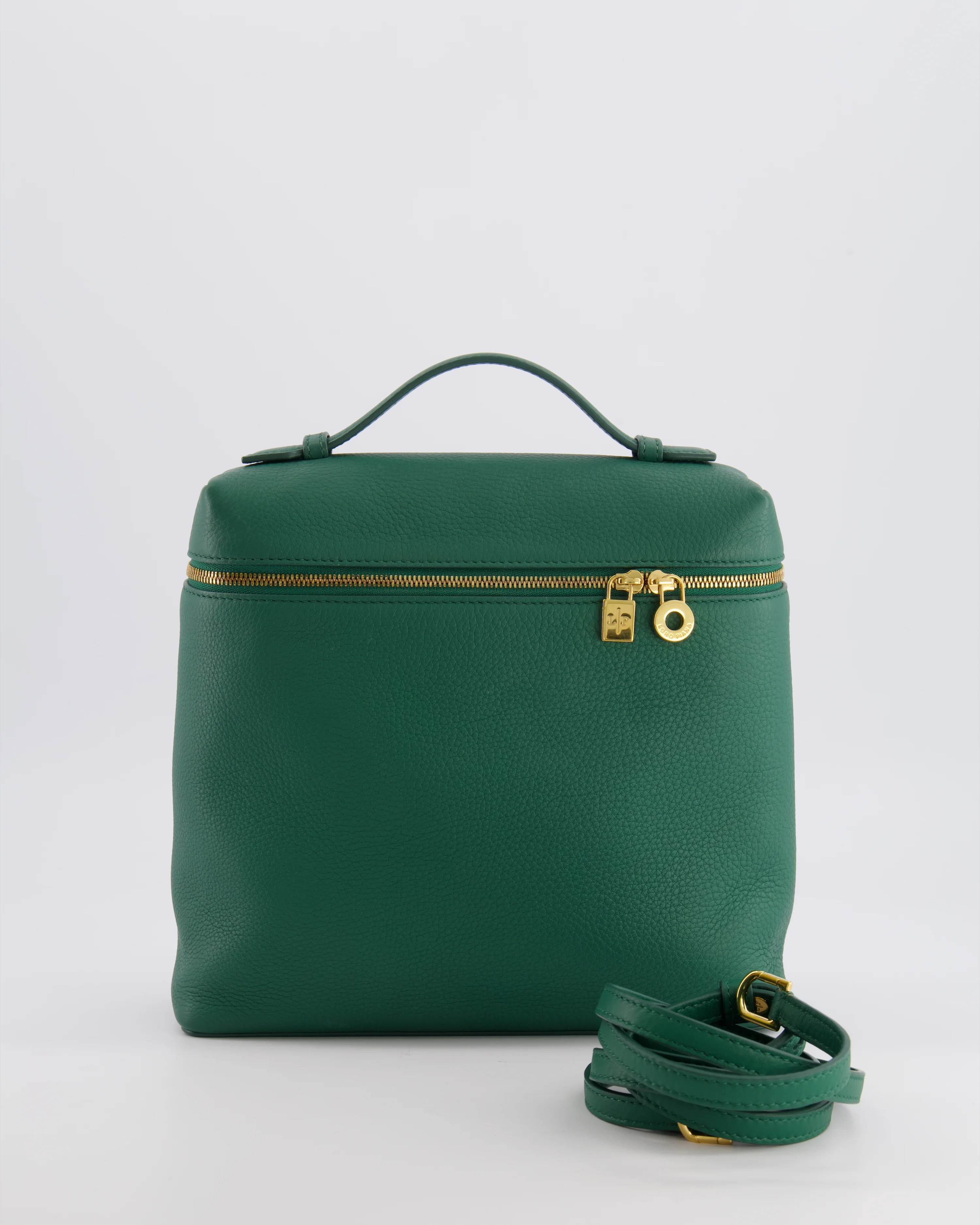 Loro Piana L23.5 Extra Pocket Backpack in Forest Green Grained Calfskin Leather with Gold Hardware RRP £2,900