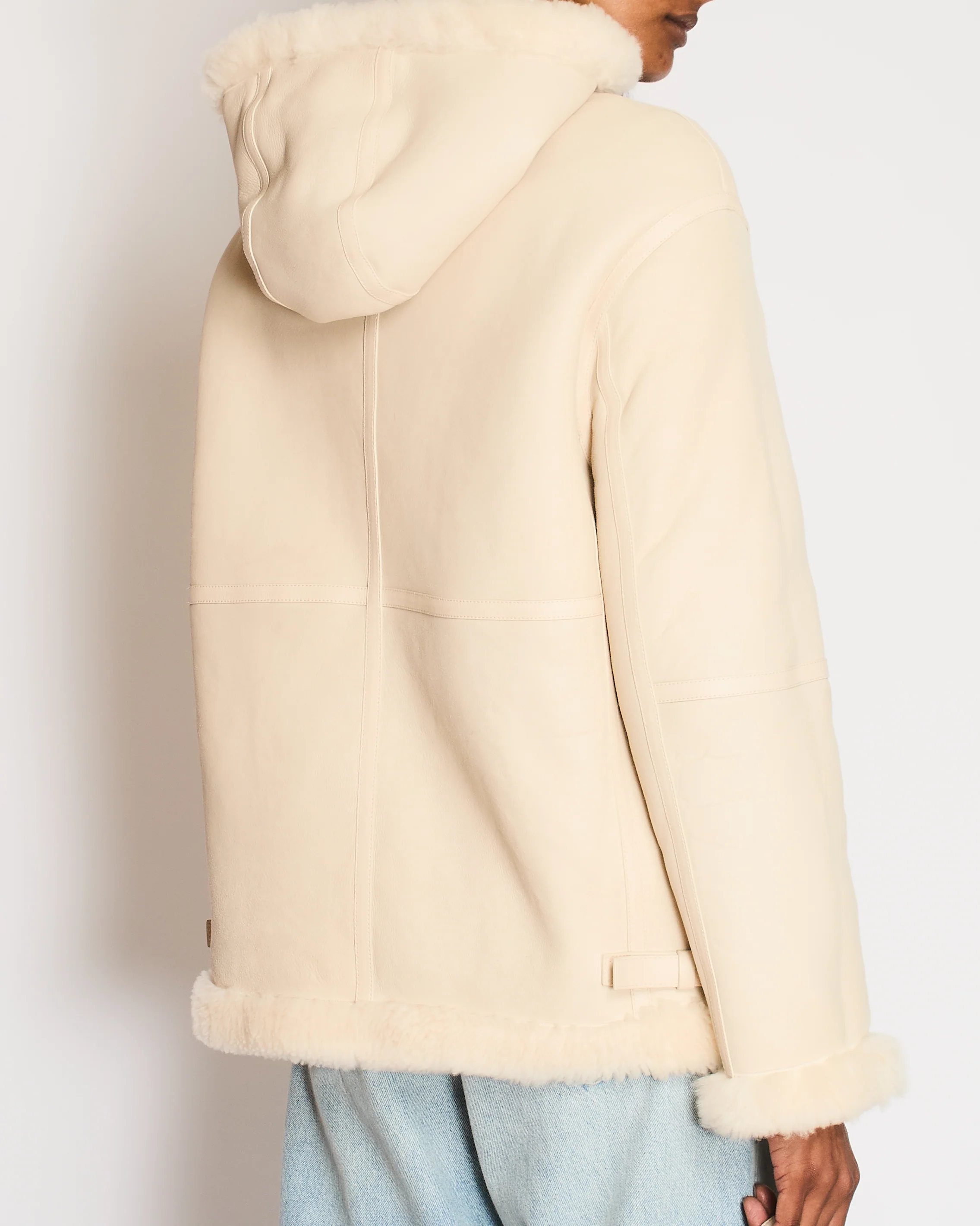 Loro Piana Light Beige Shearling and Lambskin Reversible Jacket IT 38 (UK 6) - Image 5