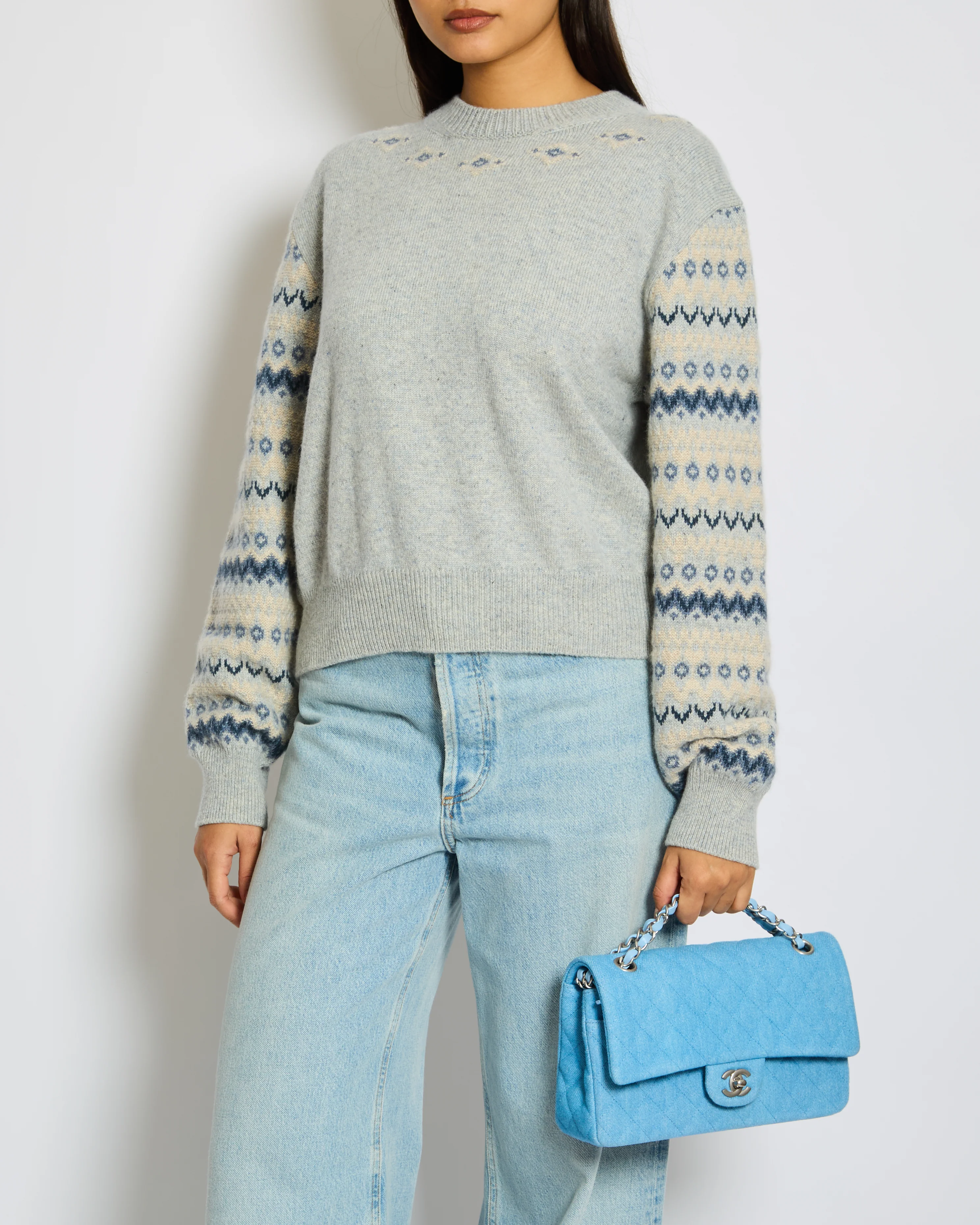 Loro Piana Light Blue Alpe Pile Crew Neck Cashmere Jumper Size M (UK 10)