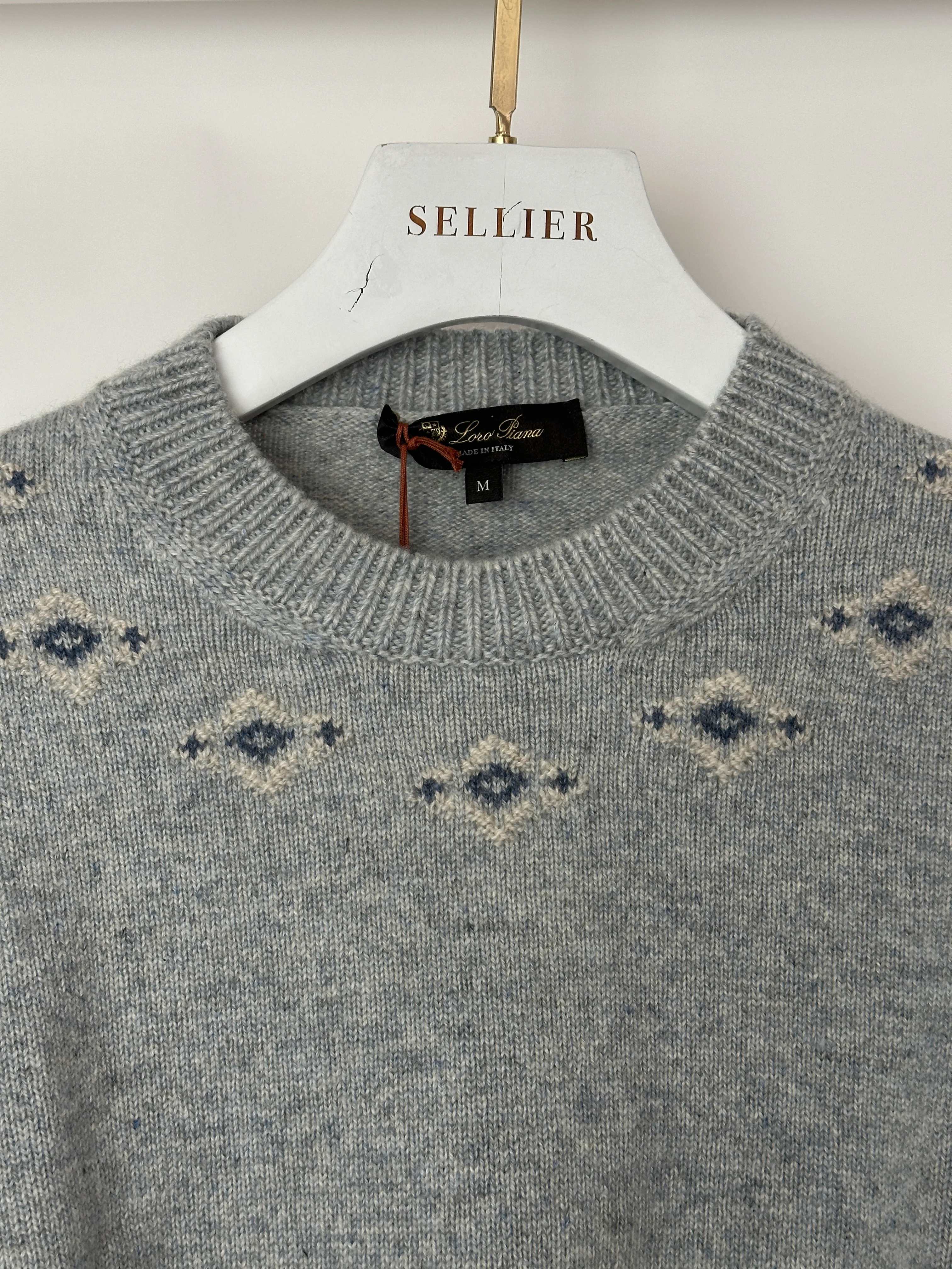 Loro Piana Light Blue Alpe Pile Crew Neck Cashmere Jumper Size M (UK 10) - Image 10