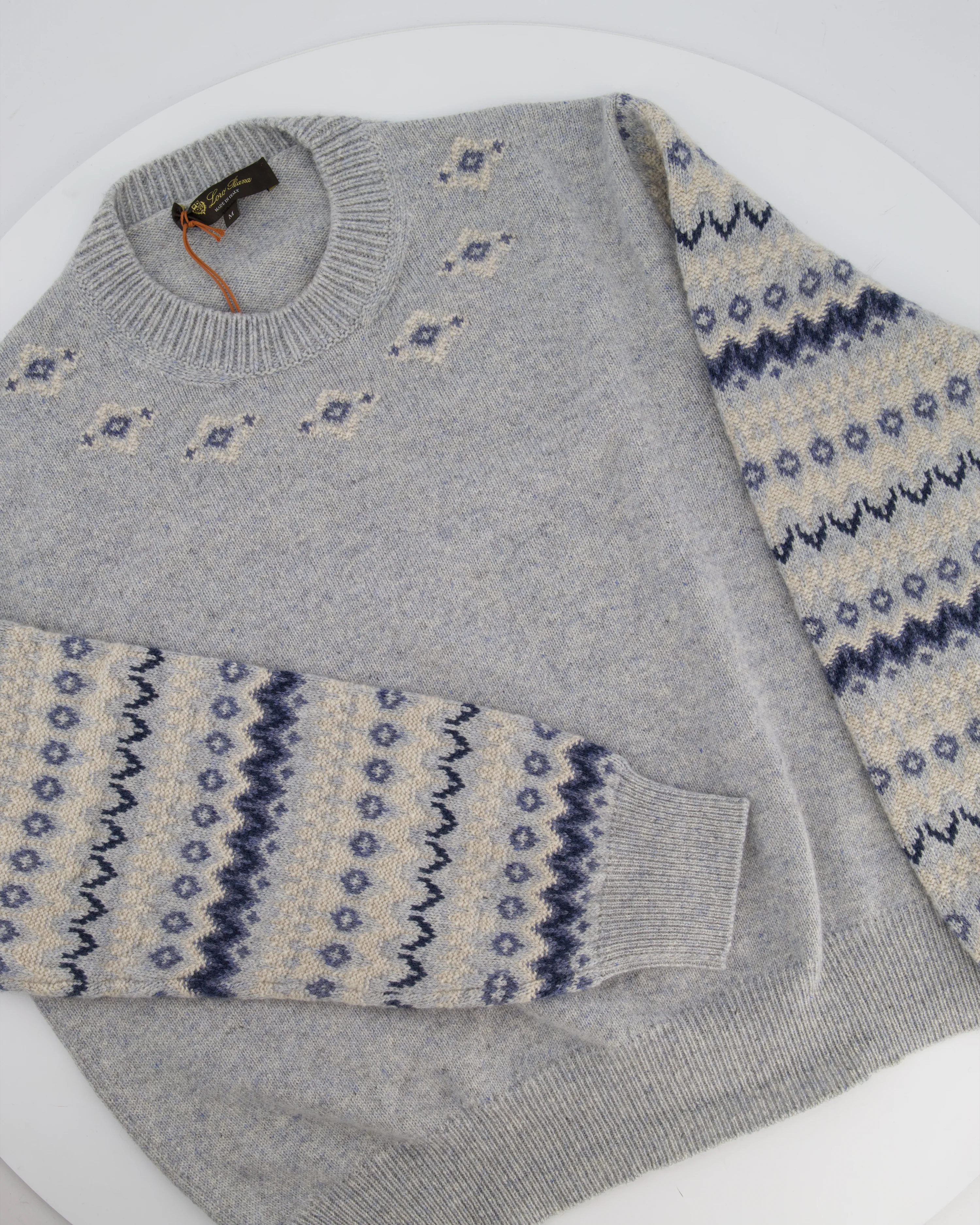 Loro Piana Light Blue Alpe Pile Crew Neck Cashmere Jumper Size M (UK 10) - Image 4