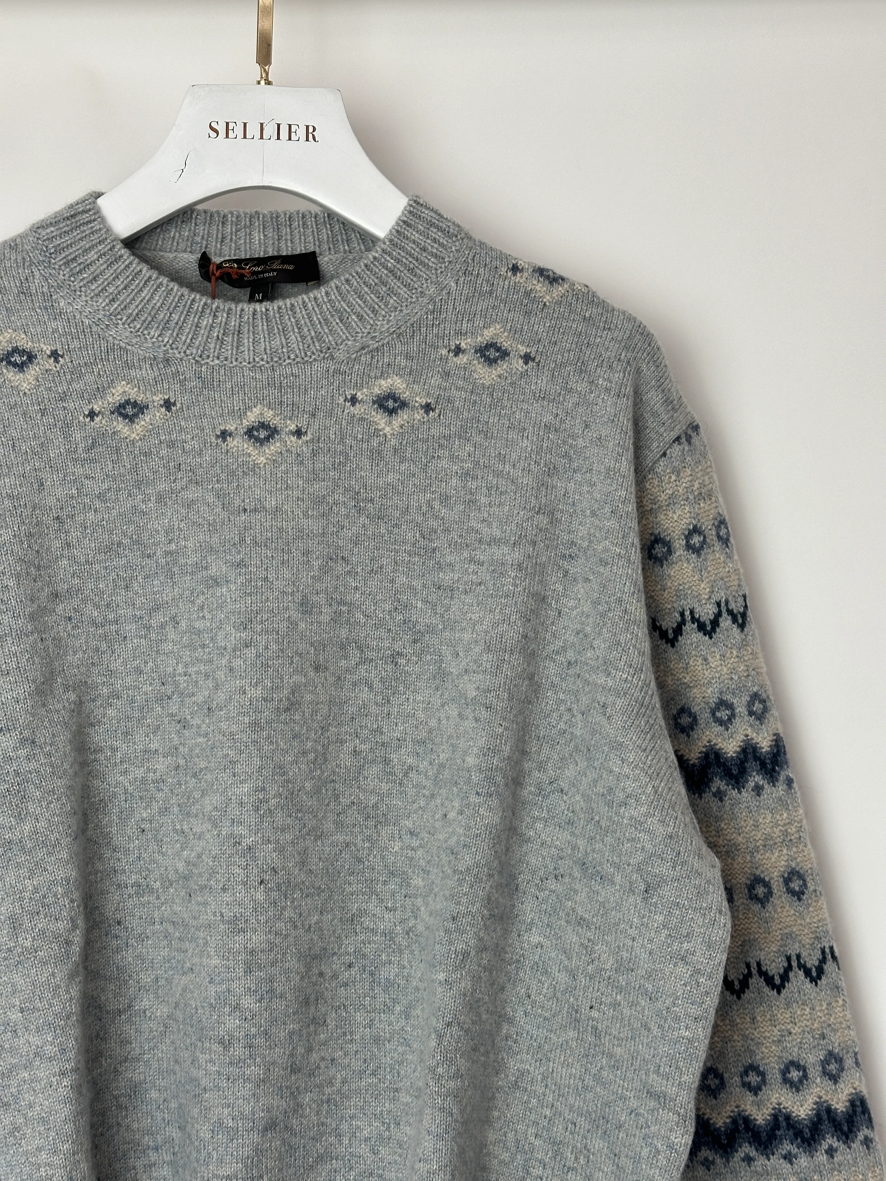 Loro Piana Light Blue Alpe Pile Crew Neck Cashmere Jumper Size M (UK 10) - Image 9
