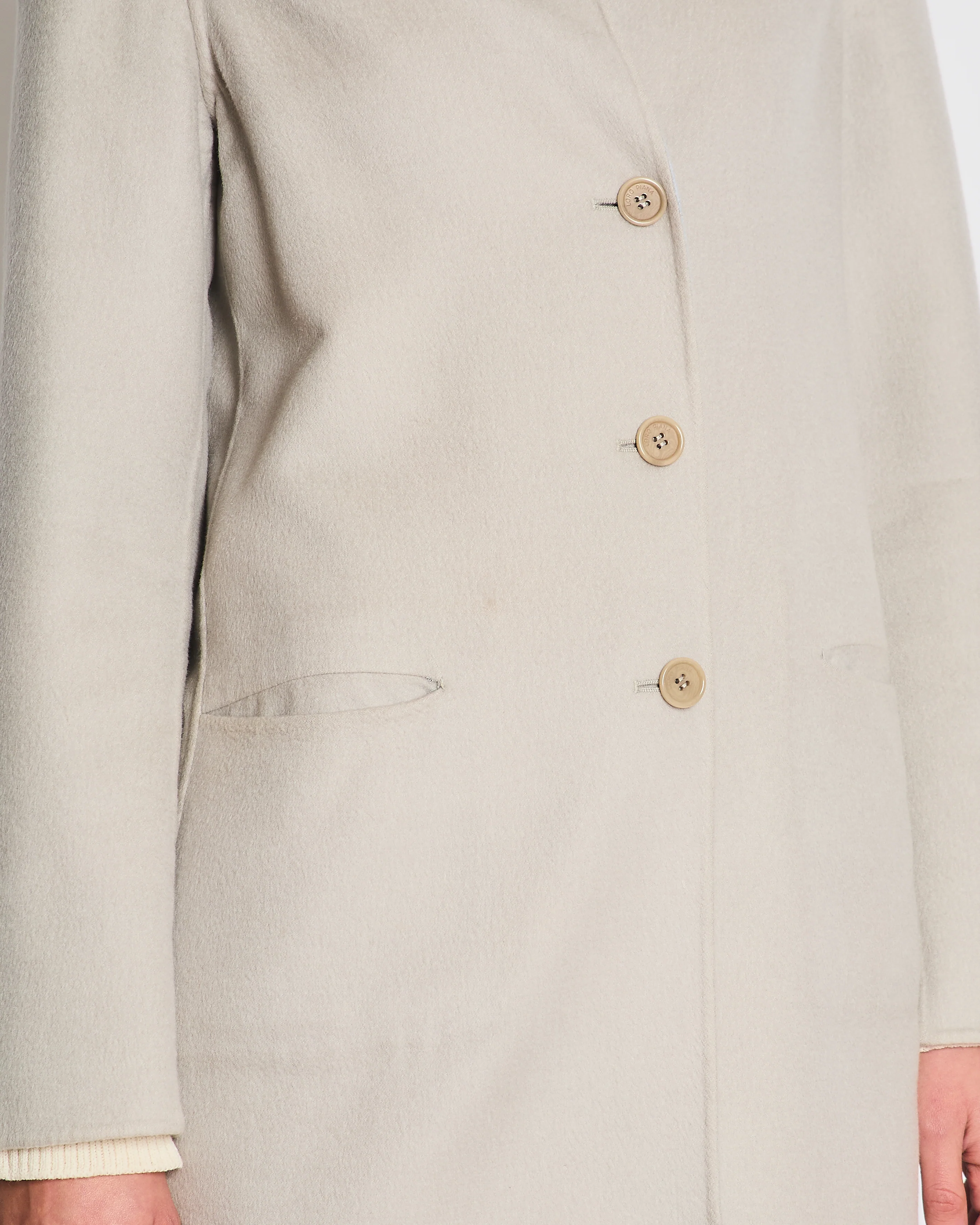 Loro Piana Light Grey and Blue Cashmere Reversible Light Coat Size IT 42 (UK 10) - Image 3