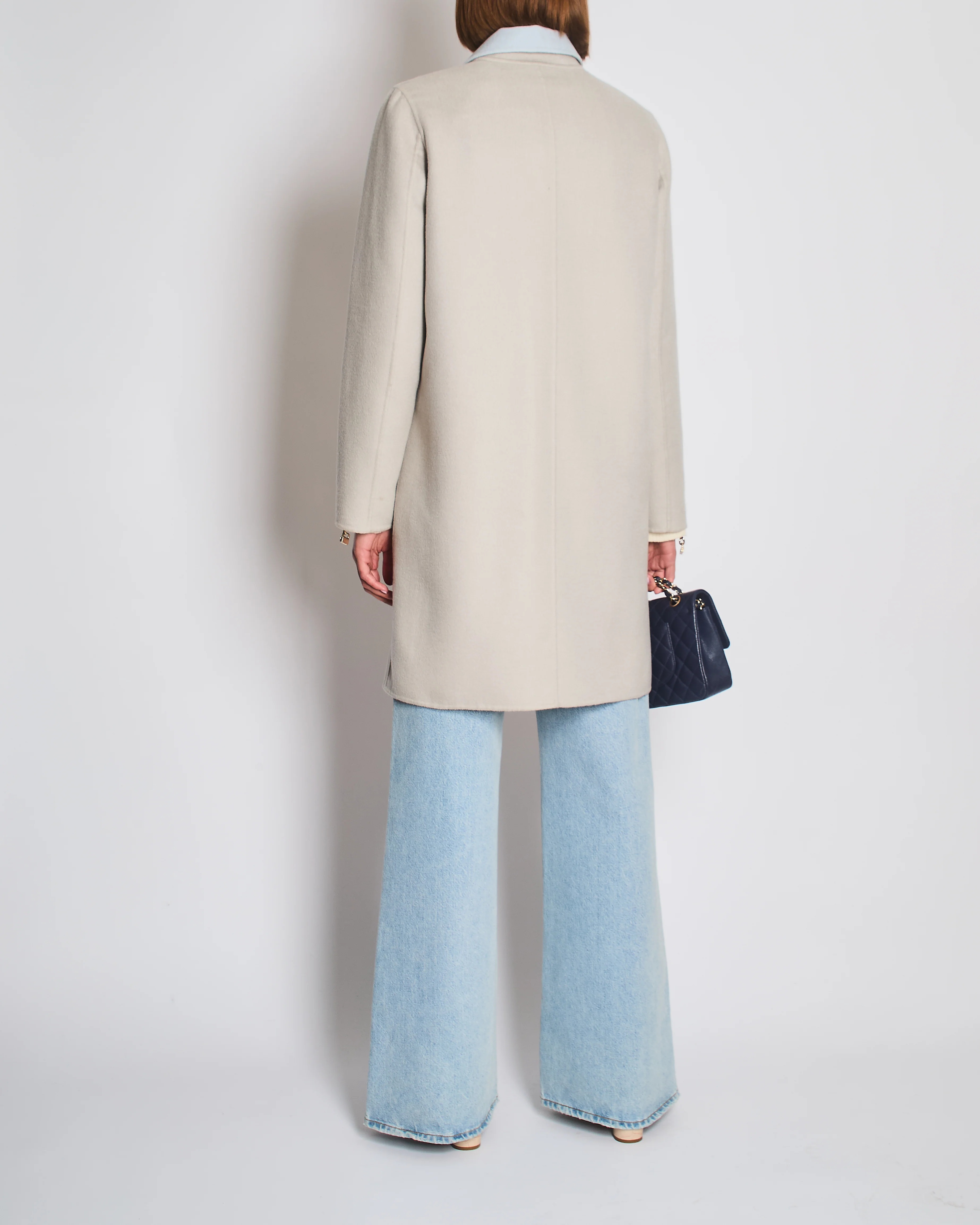 Loro Piana Light Grey and Blue Cashmere Reversible Light Coat Size IT 42 (UK 10) - Image 4