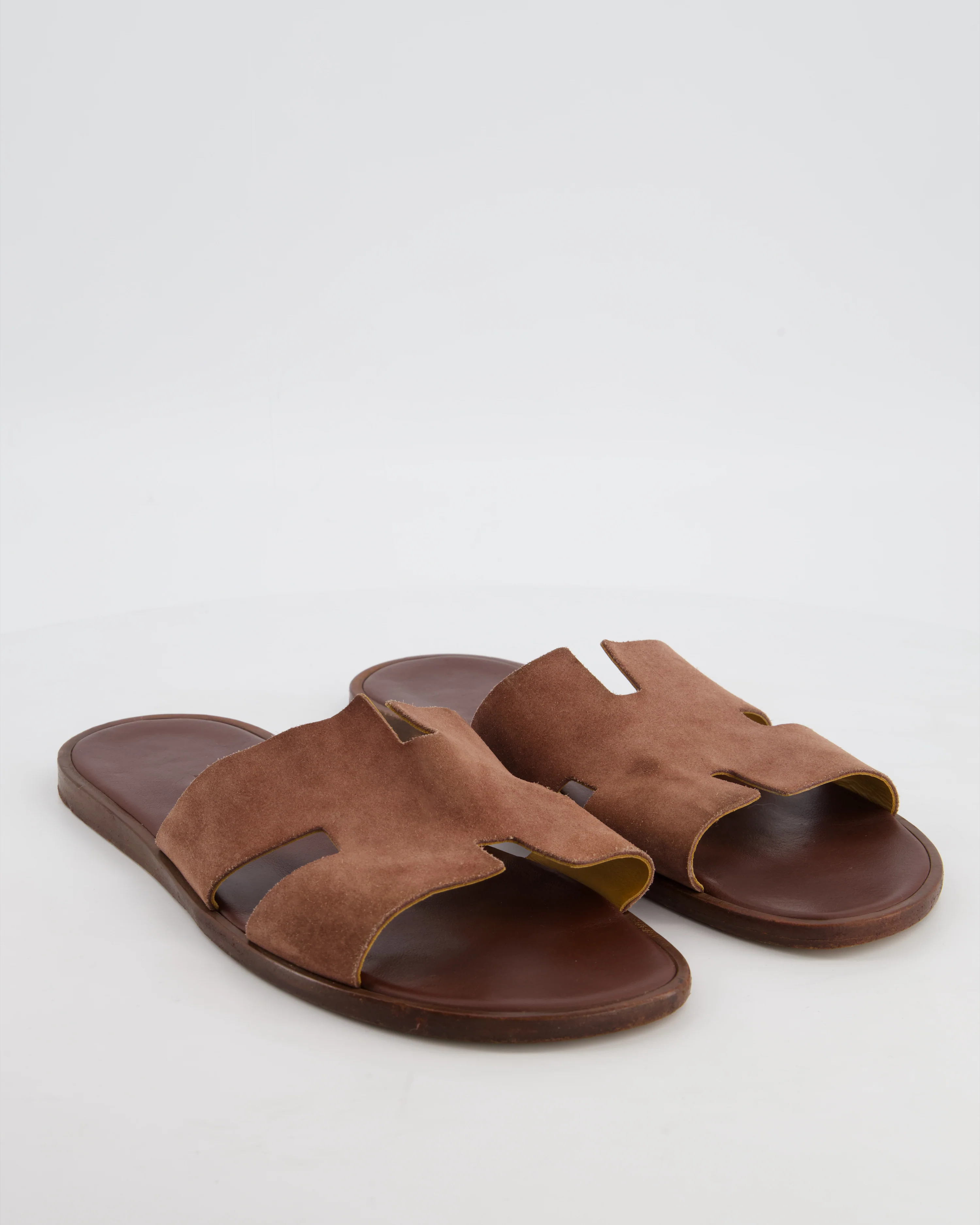 Hermès Menswear Brown Suede Izmir Sandals Size EU 45 - Image 2