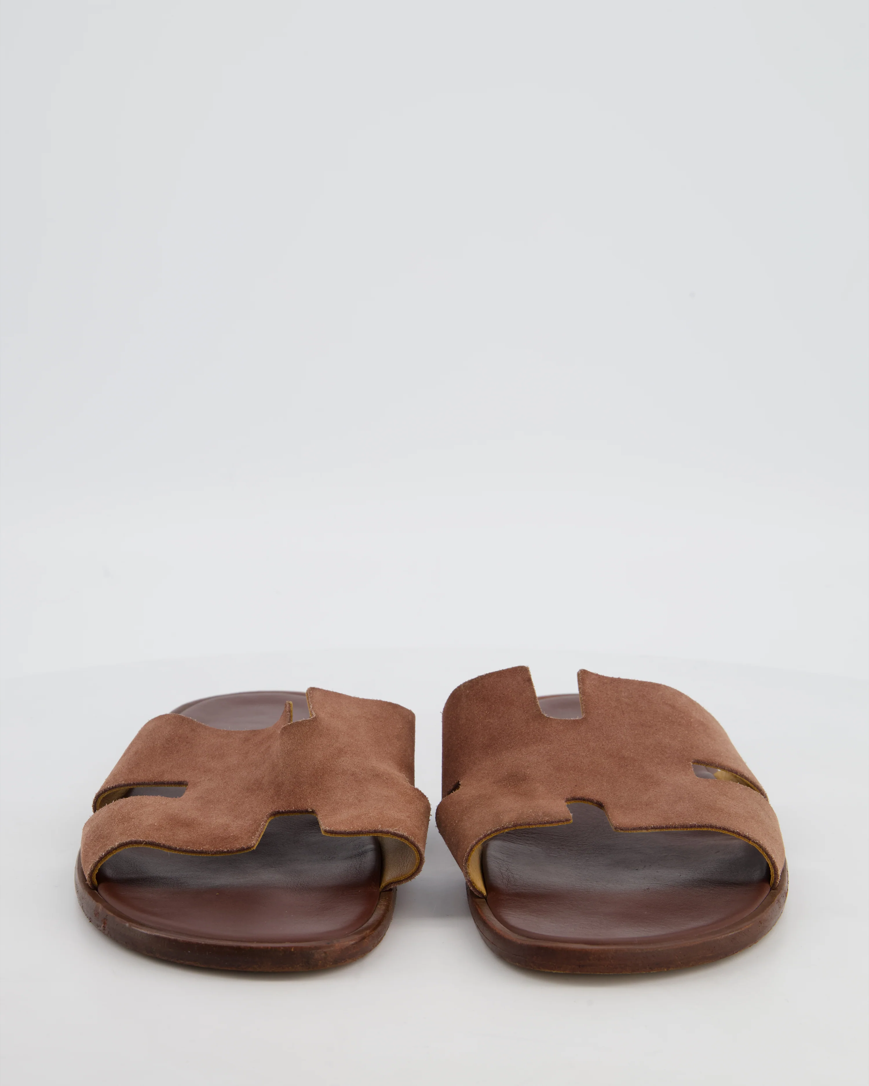 Hermès Menswear Brown Suede Izmir Sandals Size EU 45 - Image 4