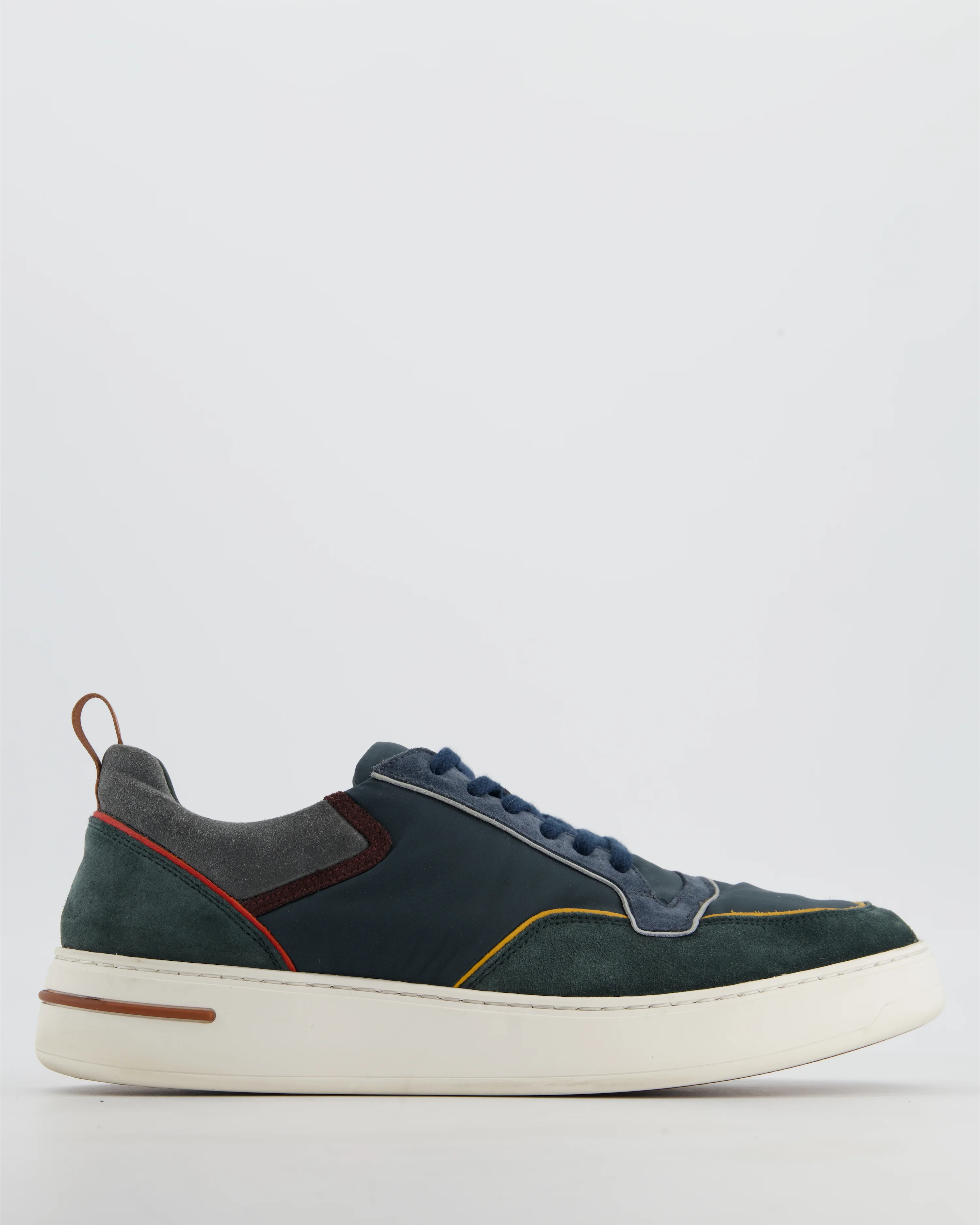 Loro Piana Menswear Newport Walk Sneaker in Blue Suede and Nylon EU 42
