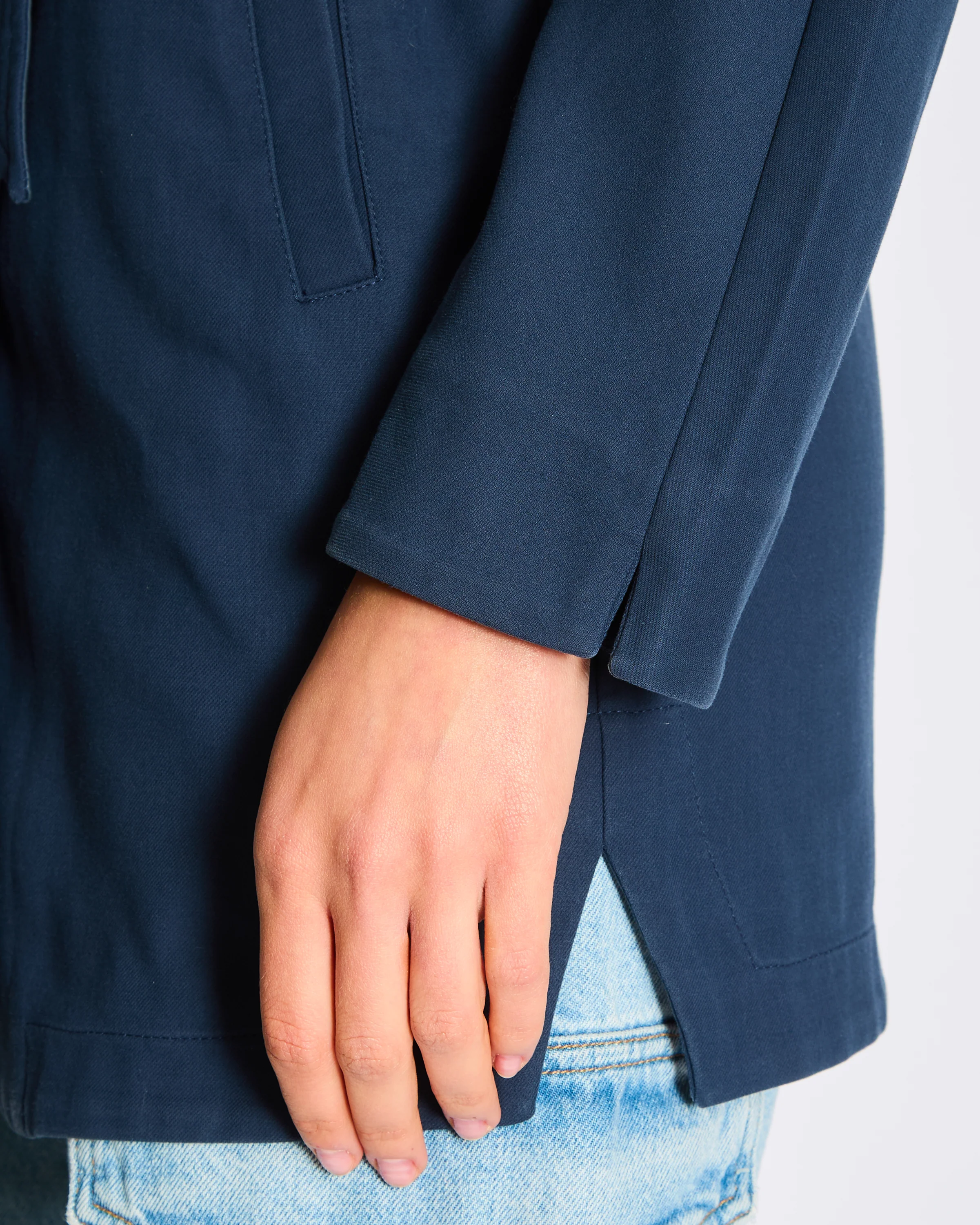Loro Piana Navy Jacket with Matching Reversible Cotton/Leather Belt Closure IT 40 (UK 8) - Image 2