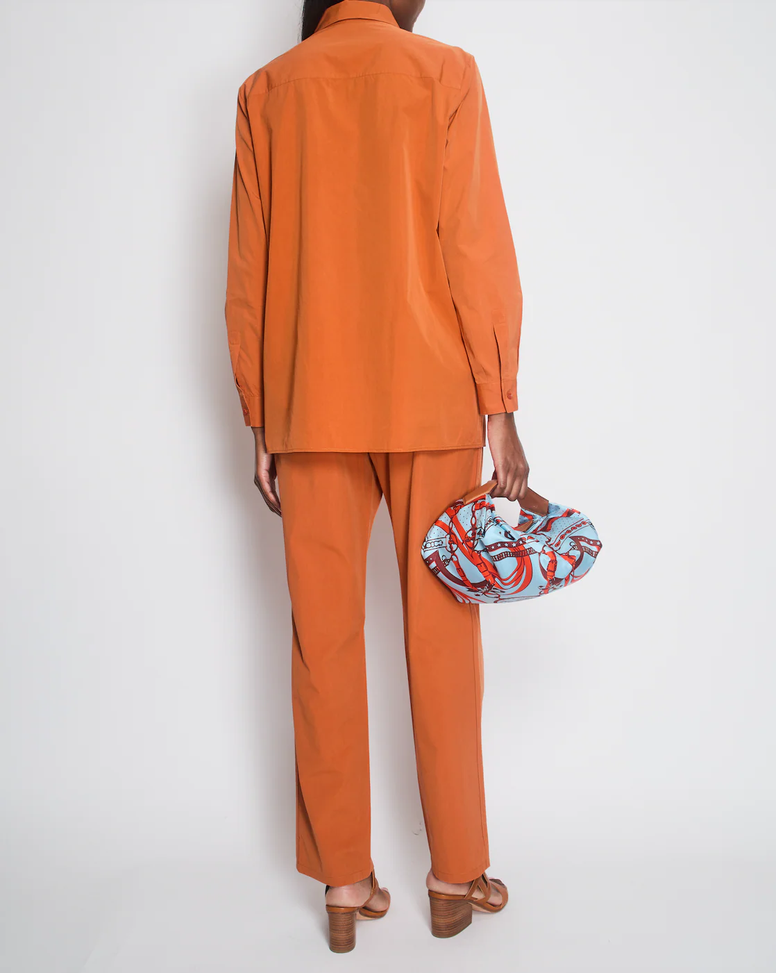 Loro Piana Orange Cotton Shirt with Matching Trouser Set Size IT 42/44 (UK 10/12) - Image 2