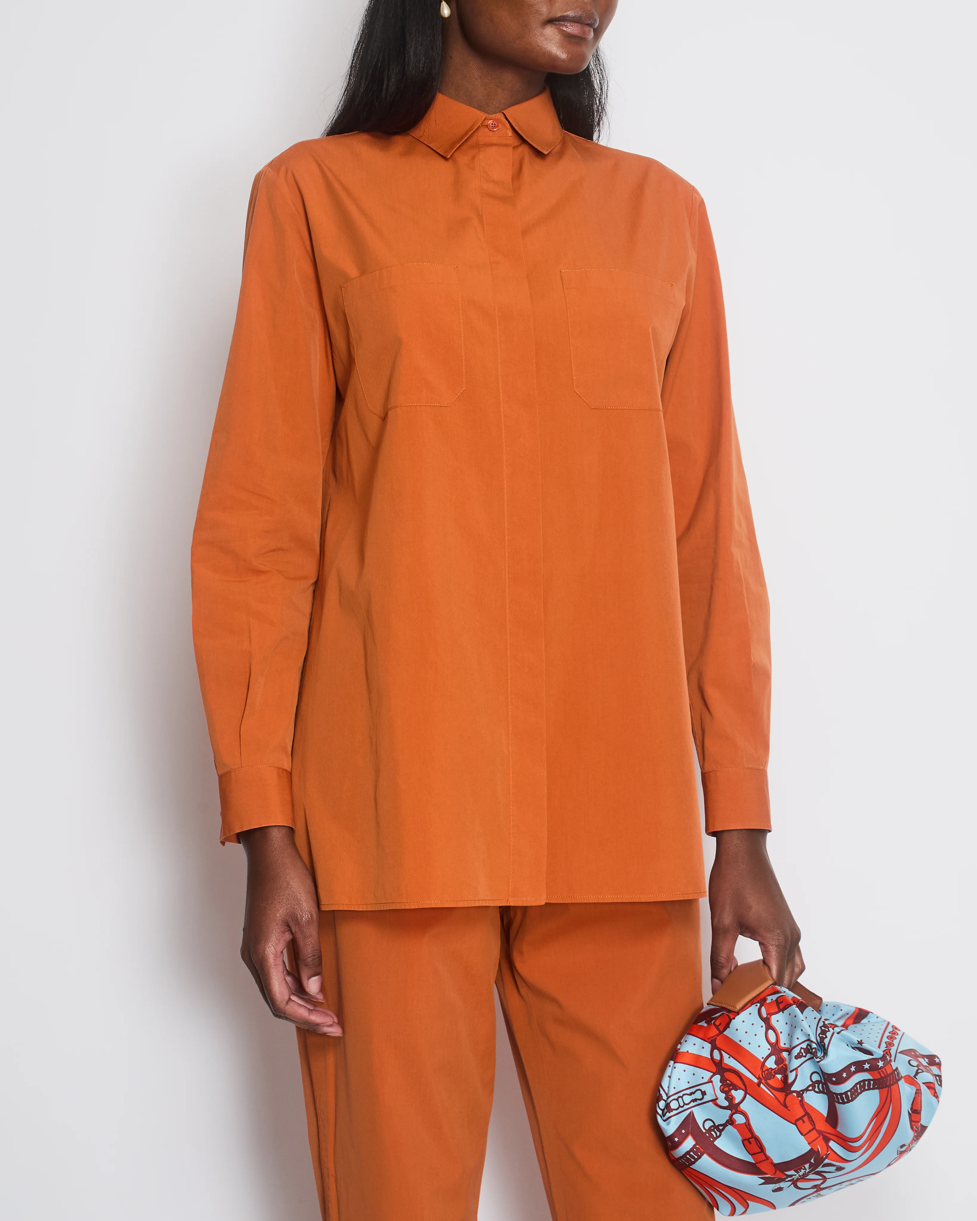 Loro Piana Orange Cotton Shirt with Matching Trouser Set Size IT 42/44 (UK 10/12) - Image 3