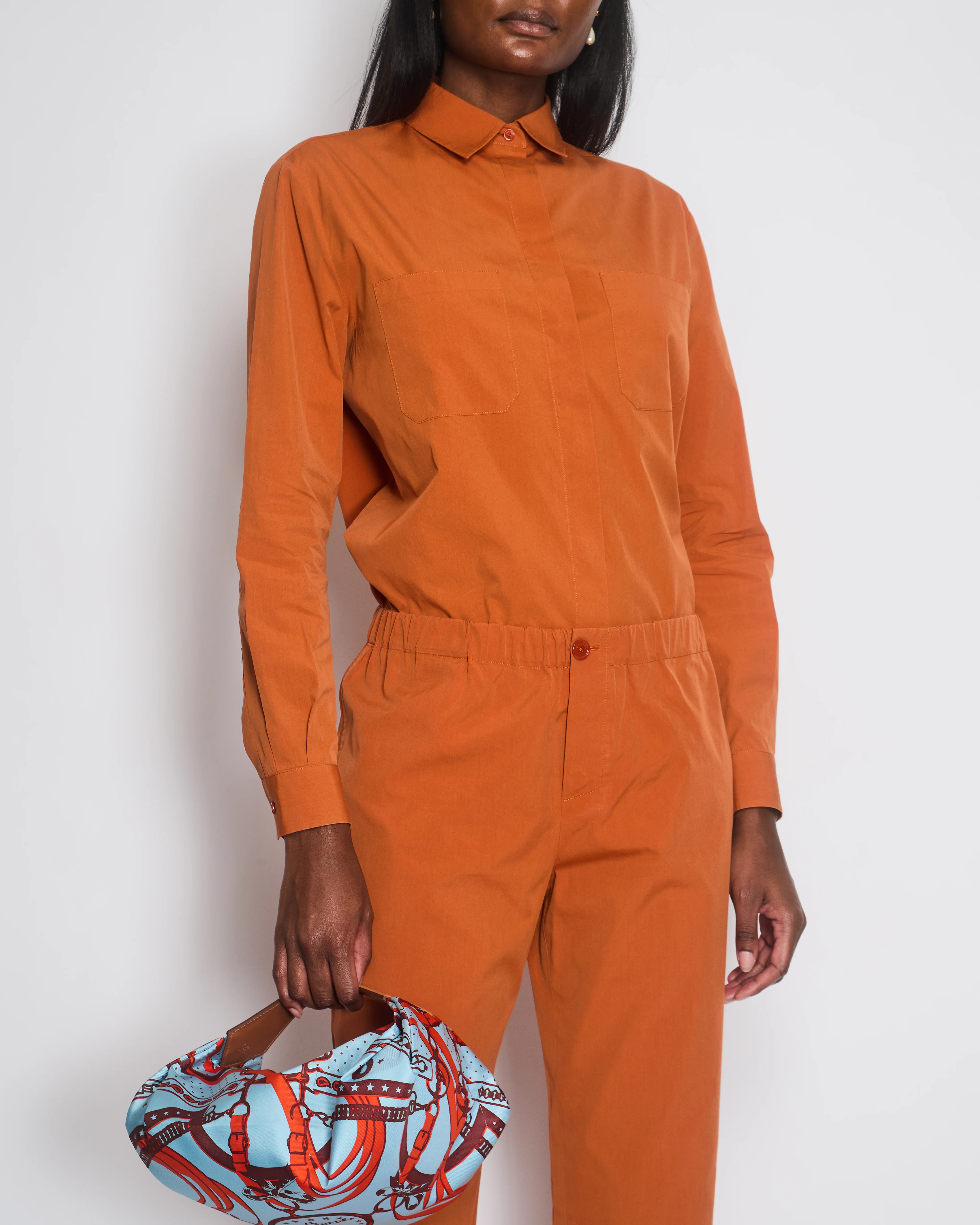 Loro Piana Orange Cotton Shirt with Matching Trouser Set Size IT 42/44 (UK 10/12) - Image 6