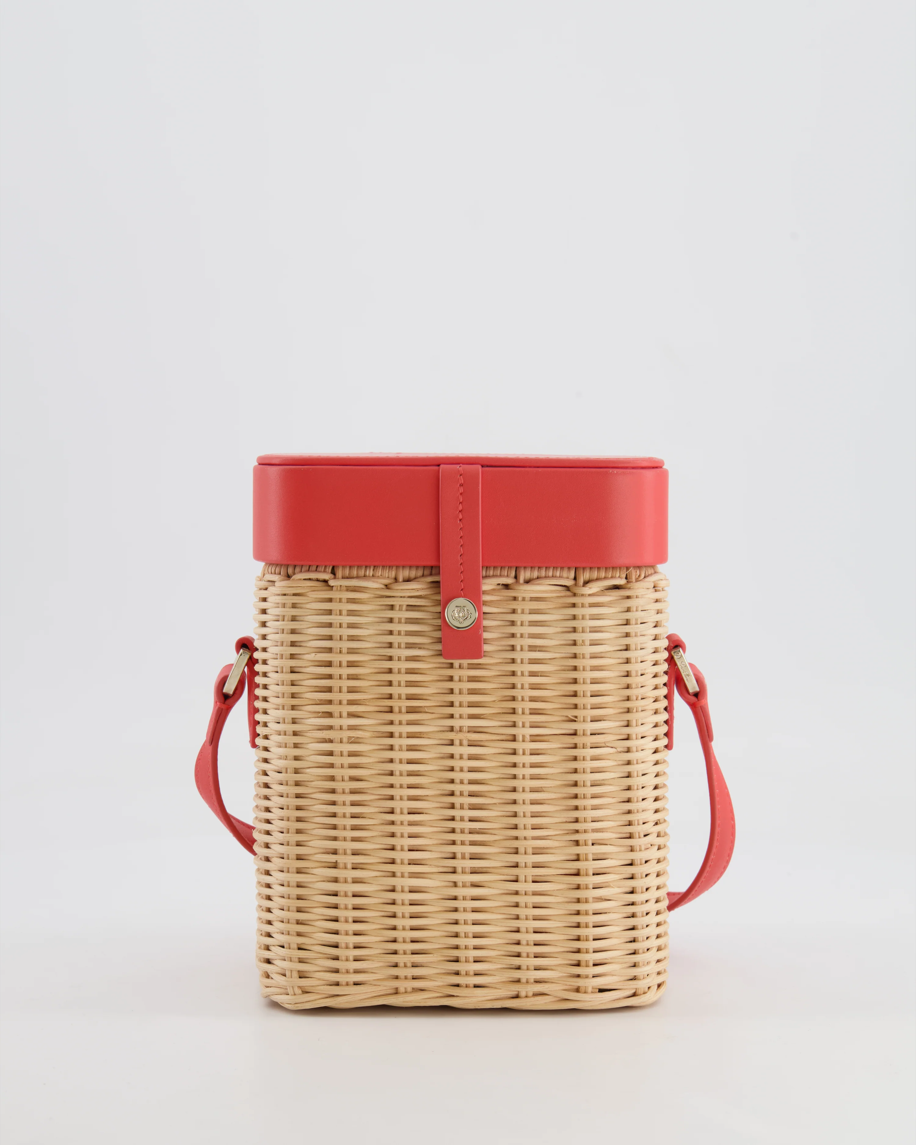 Loro Piana Pink Lambskin Leather and Wicker Crossbody Bucket Bag with Silver Hardware