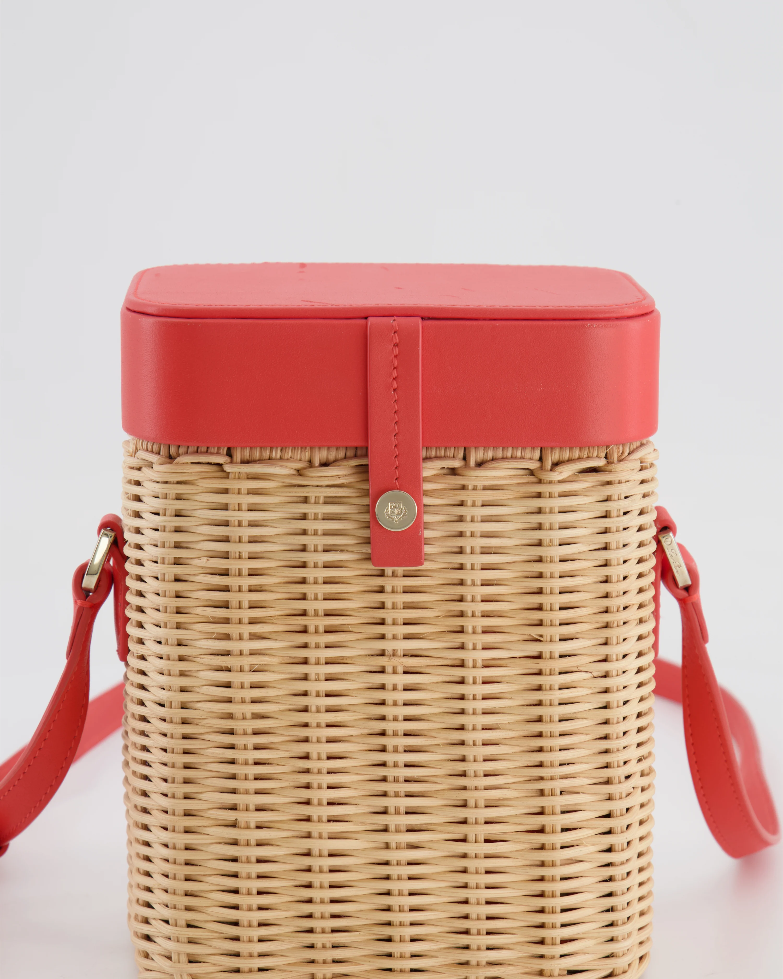 Loro Piana Pink Lambskin Leather and Wicker Crossbody Bucket Bag with Silver Hardware - Image 13