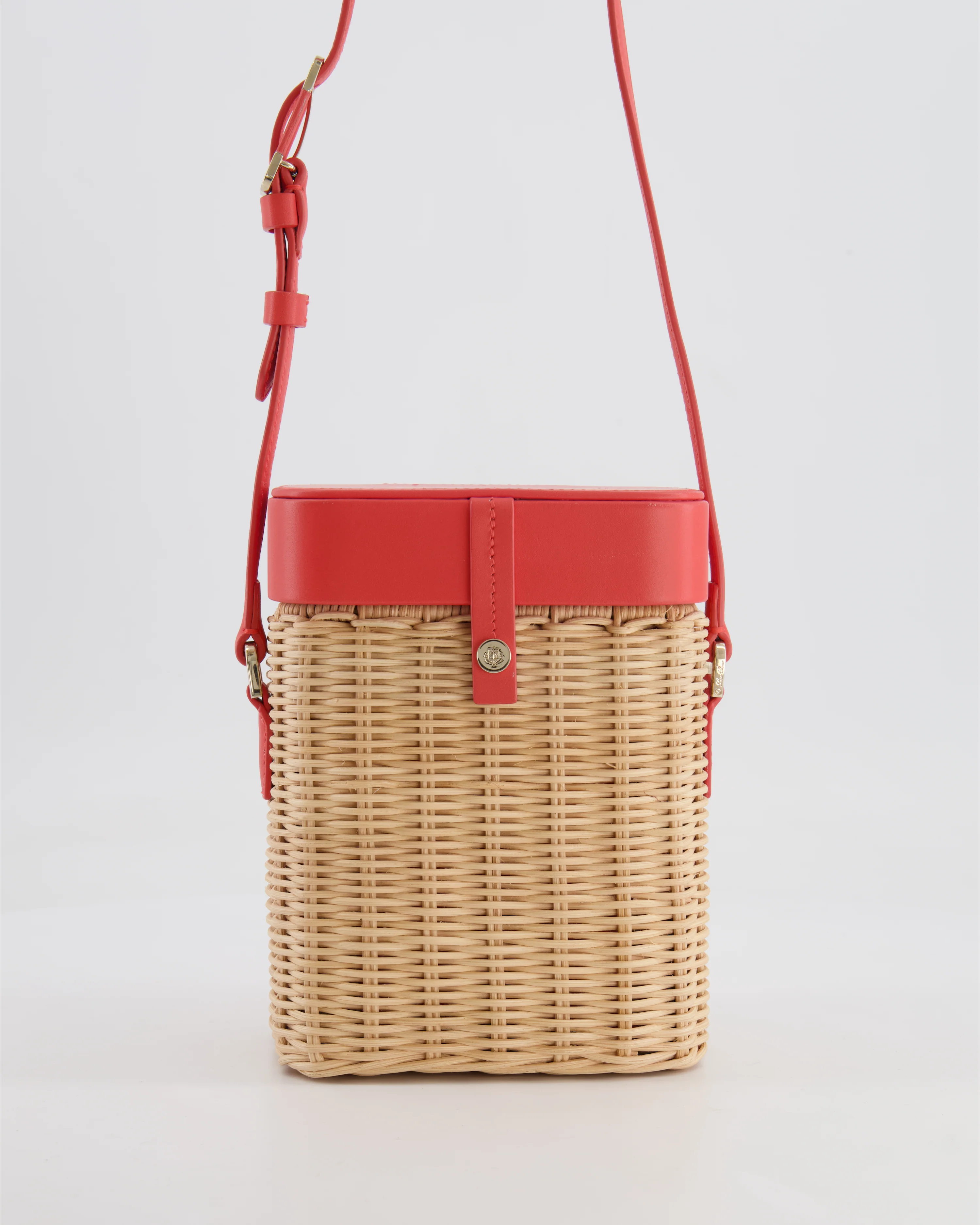 Loro Piana Pink Lambskin Leather and Wicker Crossbody Bucket Bag with Silver Hardware - Image 2
