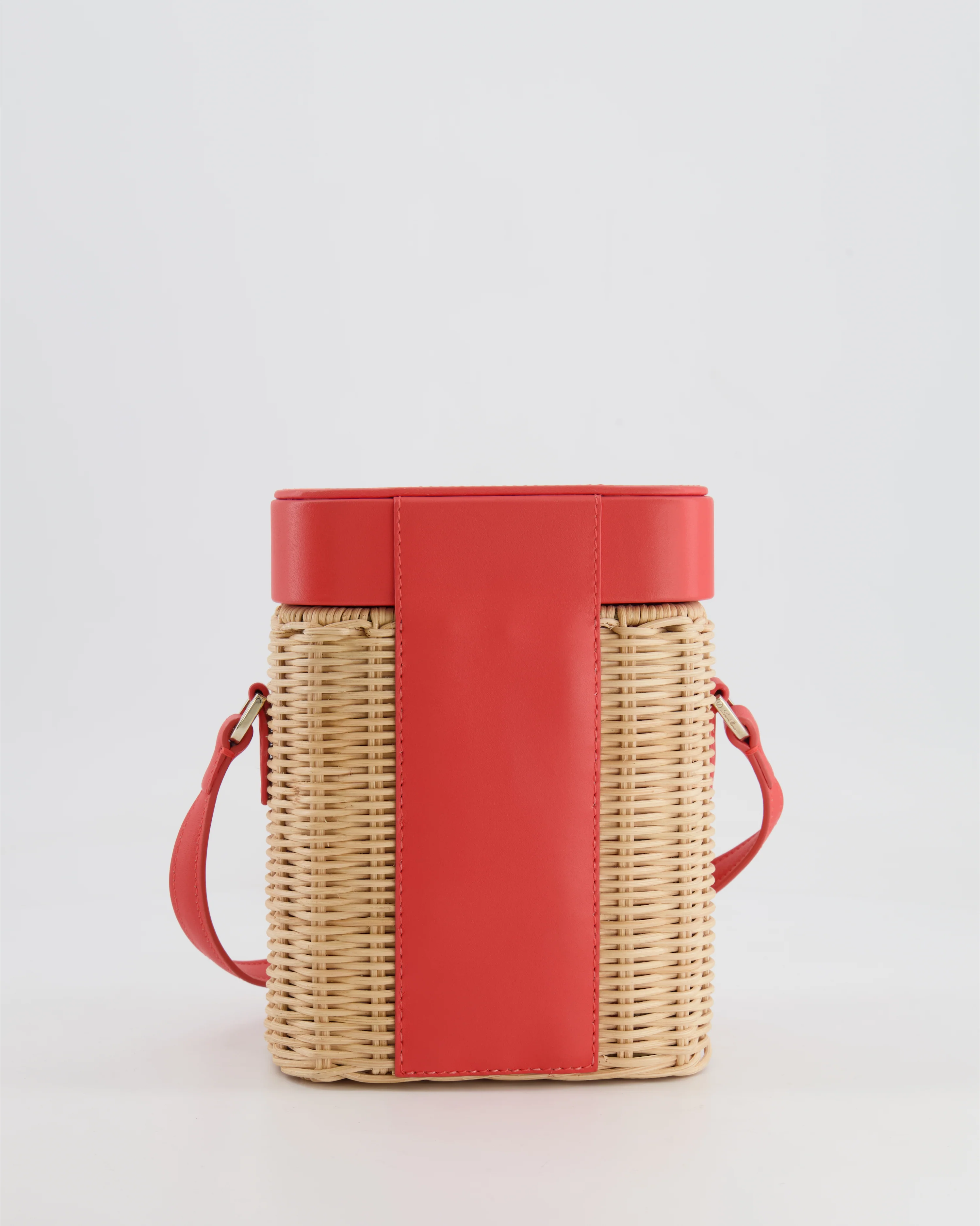 Loro Piana Pink Lambskin Leather and Wicker Crossbody Bucket Bag with Silver Hardware - Image 6