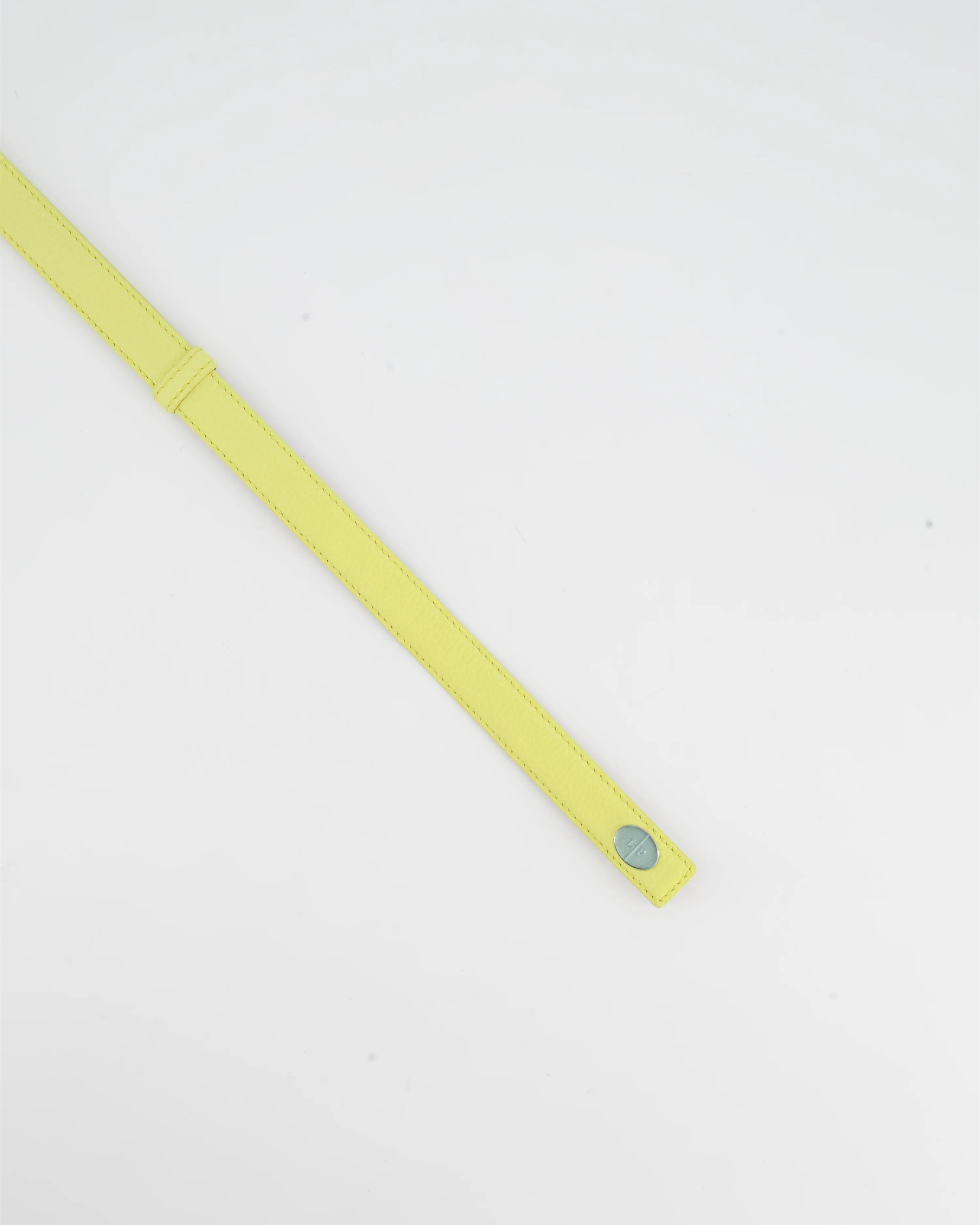 Loro Piana Yellow Grained Leather Adjustable Belt with Silver Hardware - Image 3