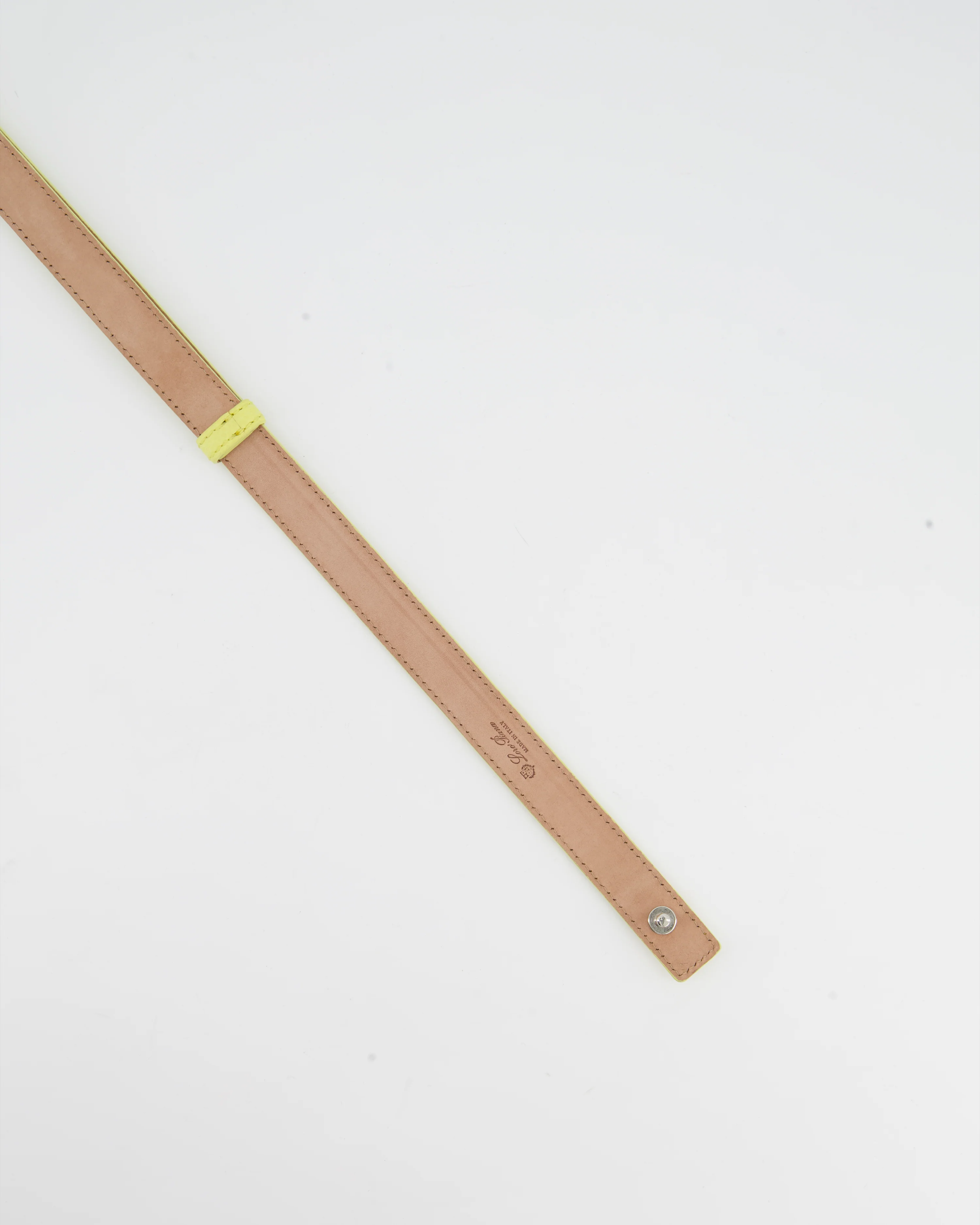 Loro Piana Yellow Grained Leather Adjustable Belt with Silver Hardware - Image 4