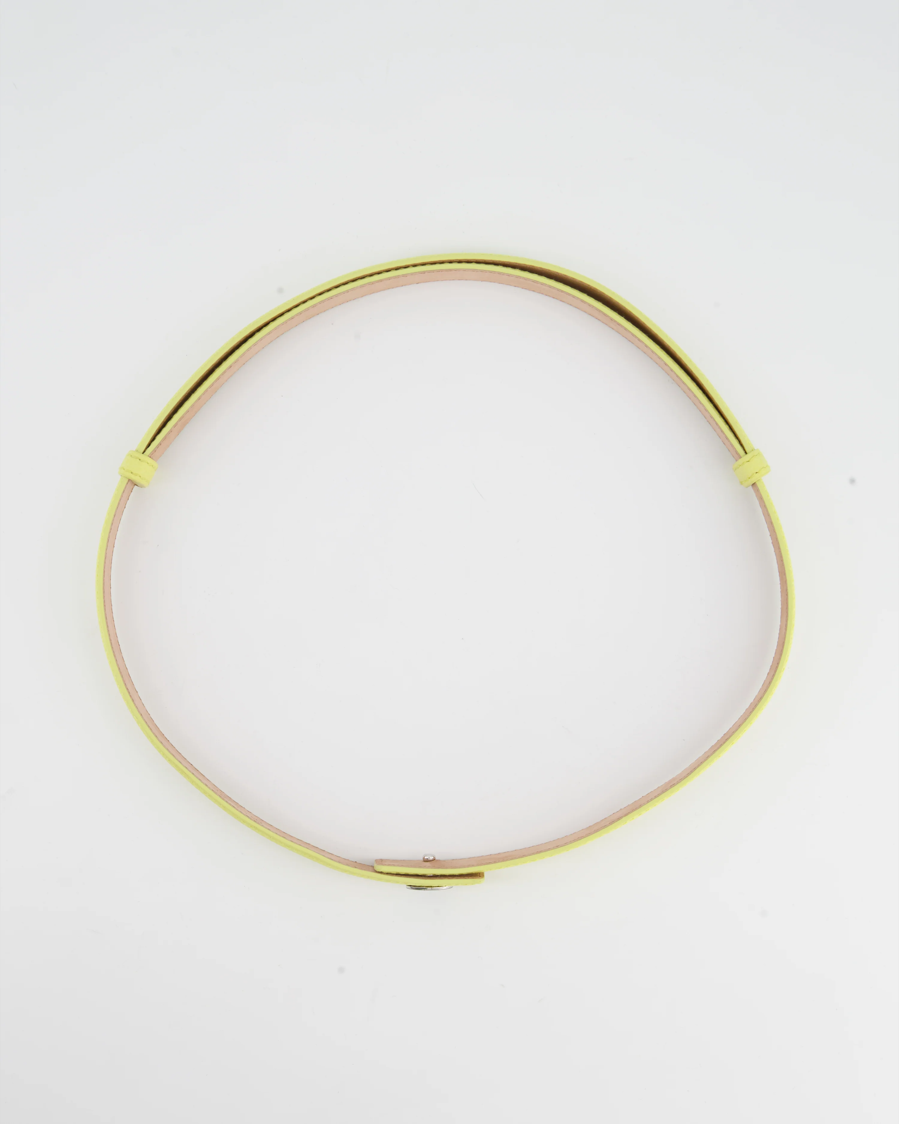 Loro Piana Yellow Grained Leather Adjustable Belt with Silver Hardware - Image 5