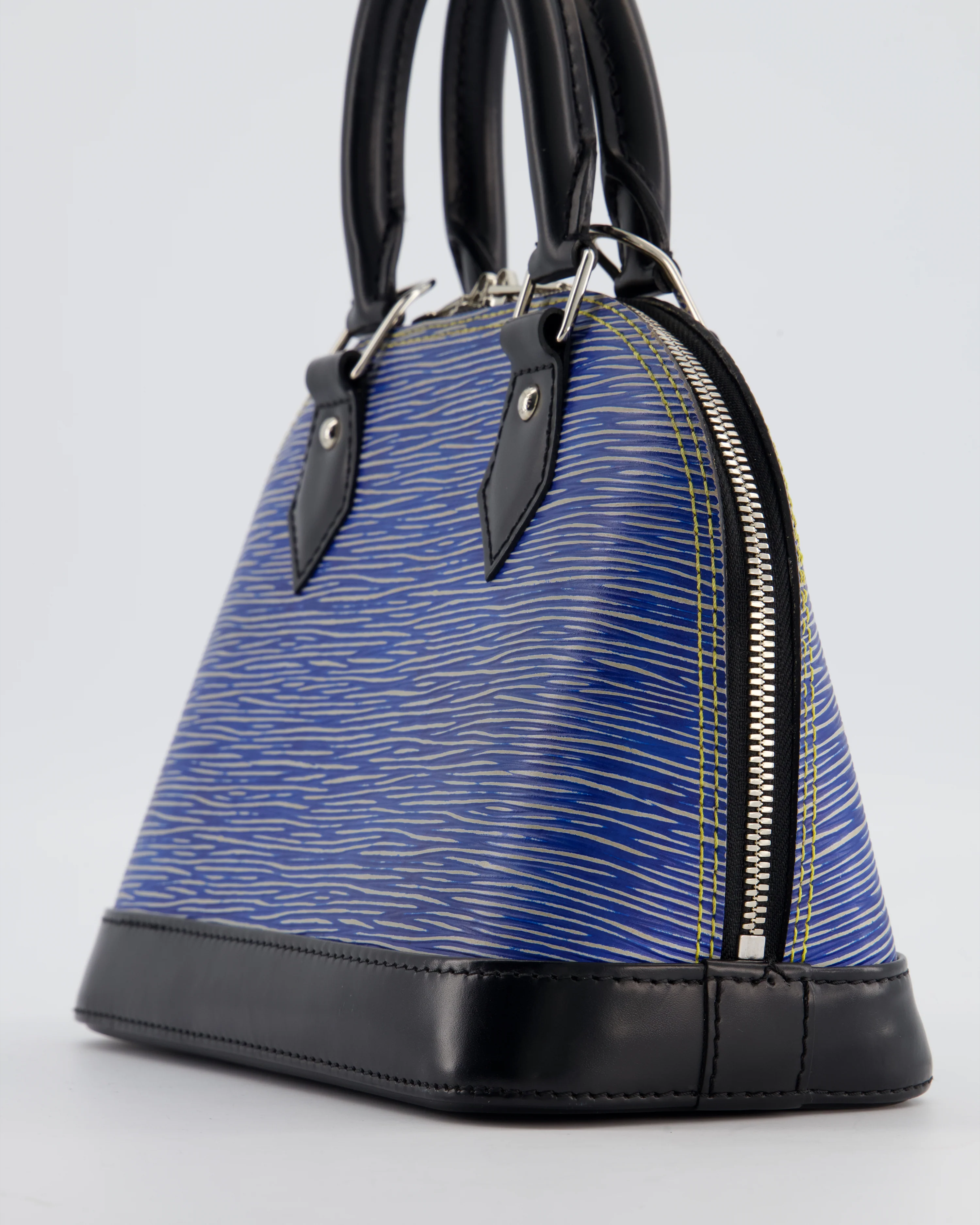 Louis Vuitton Alma BB Bag in Blue & Black Cowhide Leather with Silver Hardware - Image 12