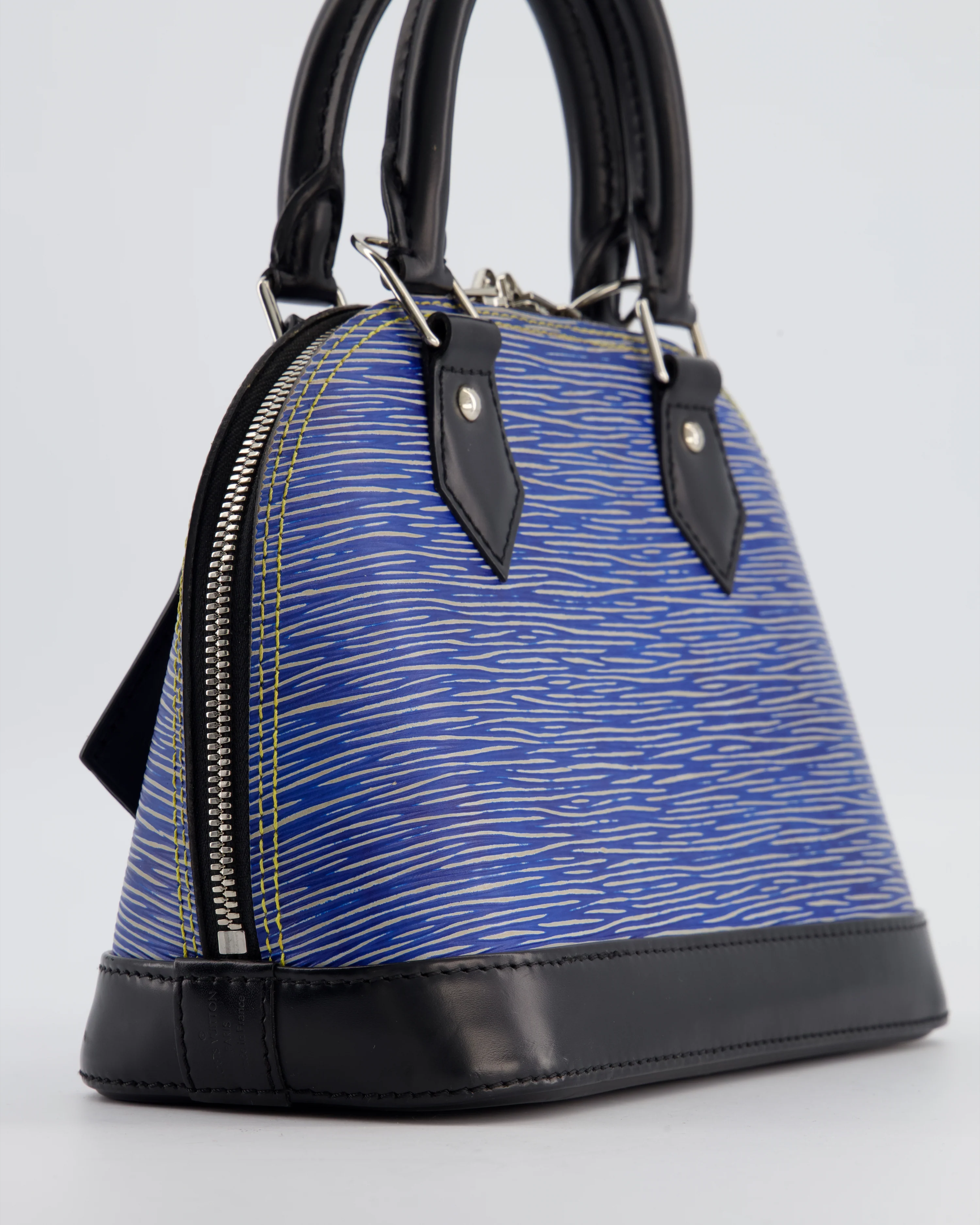 Louis Vuitton Alma BB Bag in Blue & Black Cowhide Leather with Silver Hardware - Image 13