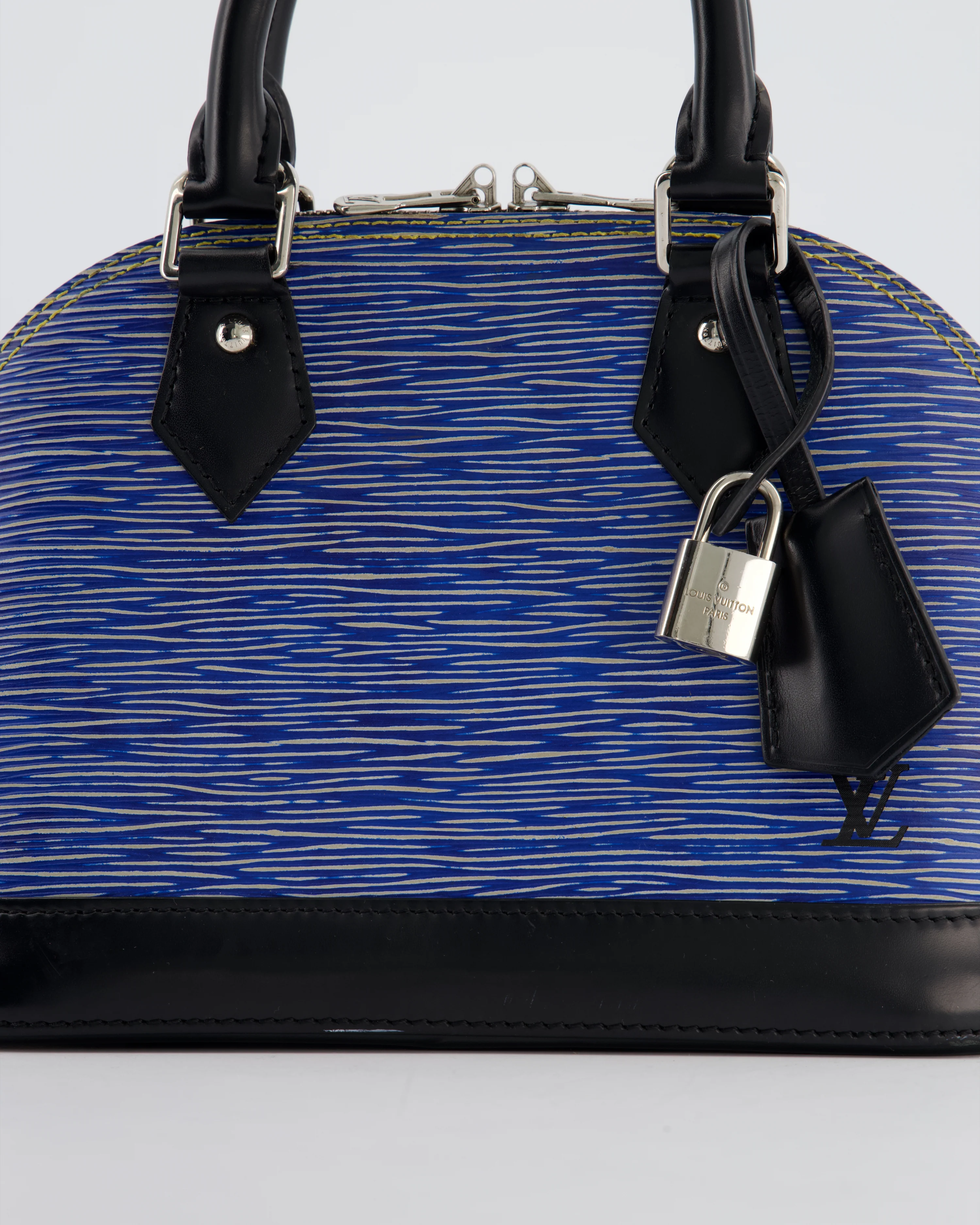 Louis Vuitton Alma BB Bag in Blue & Black Cowhide Leather with Silver Hardware - Image 14