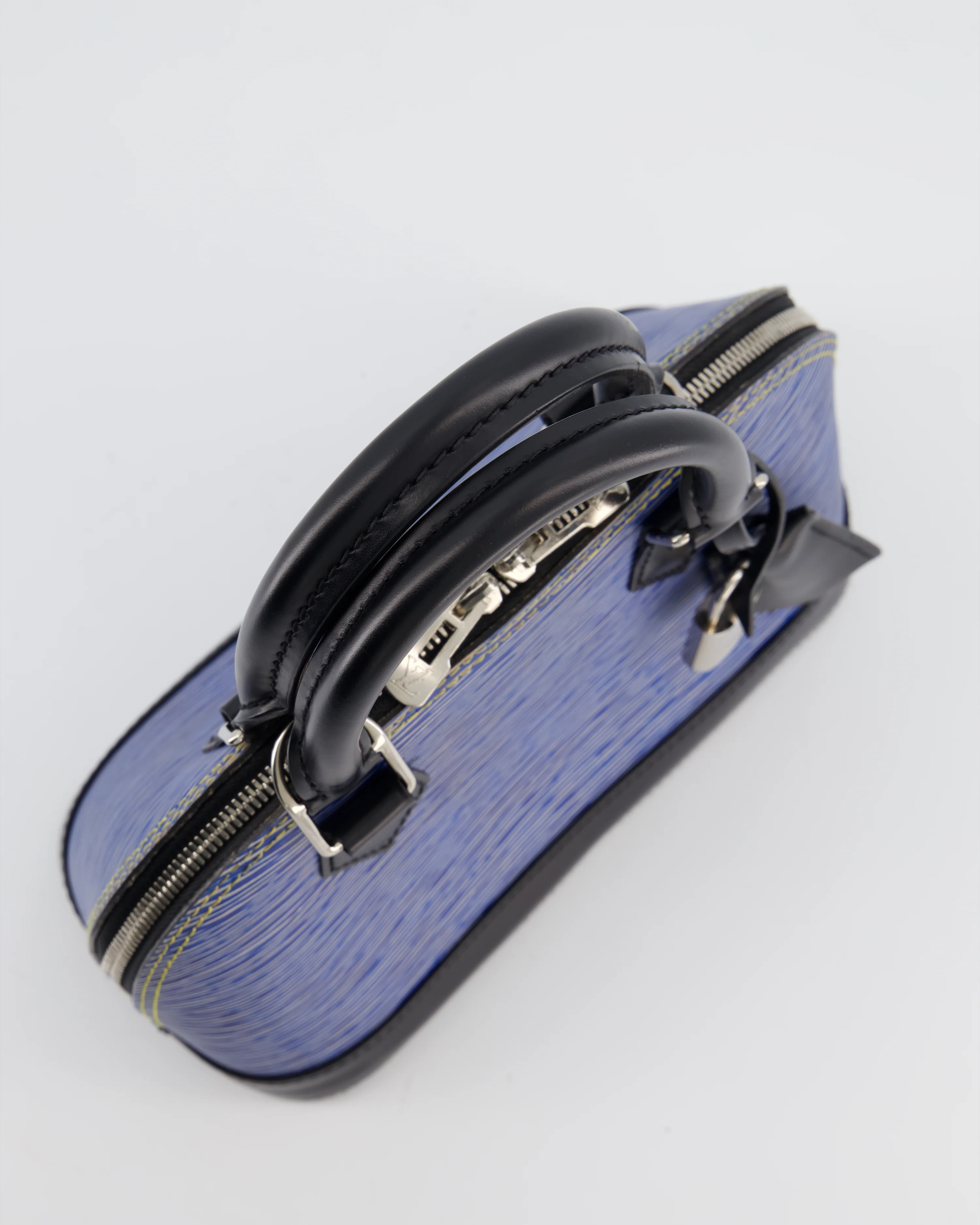 Louis Vuitton Alma BB Bag in Blue & Black Cowhide Leather with Silver Hardware - Image 15