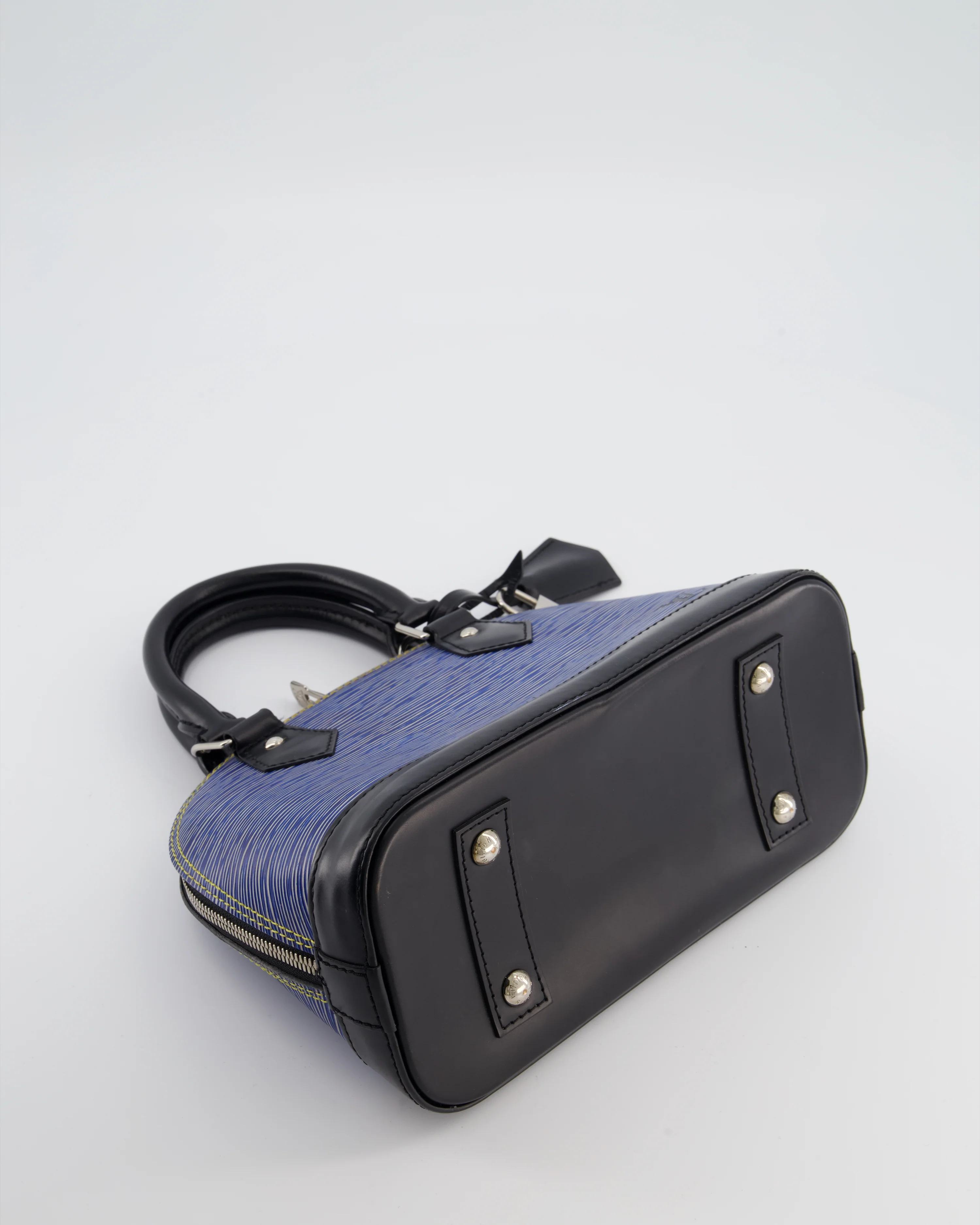 Louis Vuitton Alma BB Bag in Blue & Black Cowhide Leather with Silver Hardware - Image 16