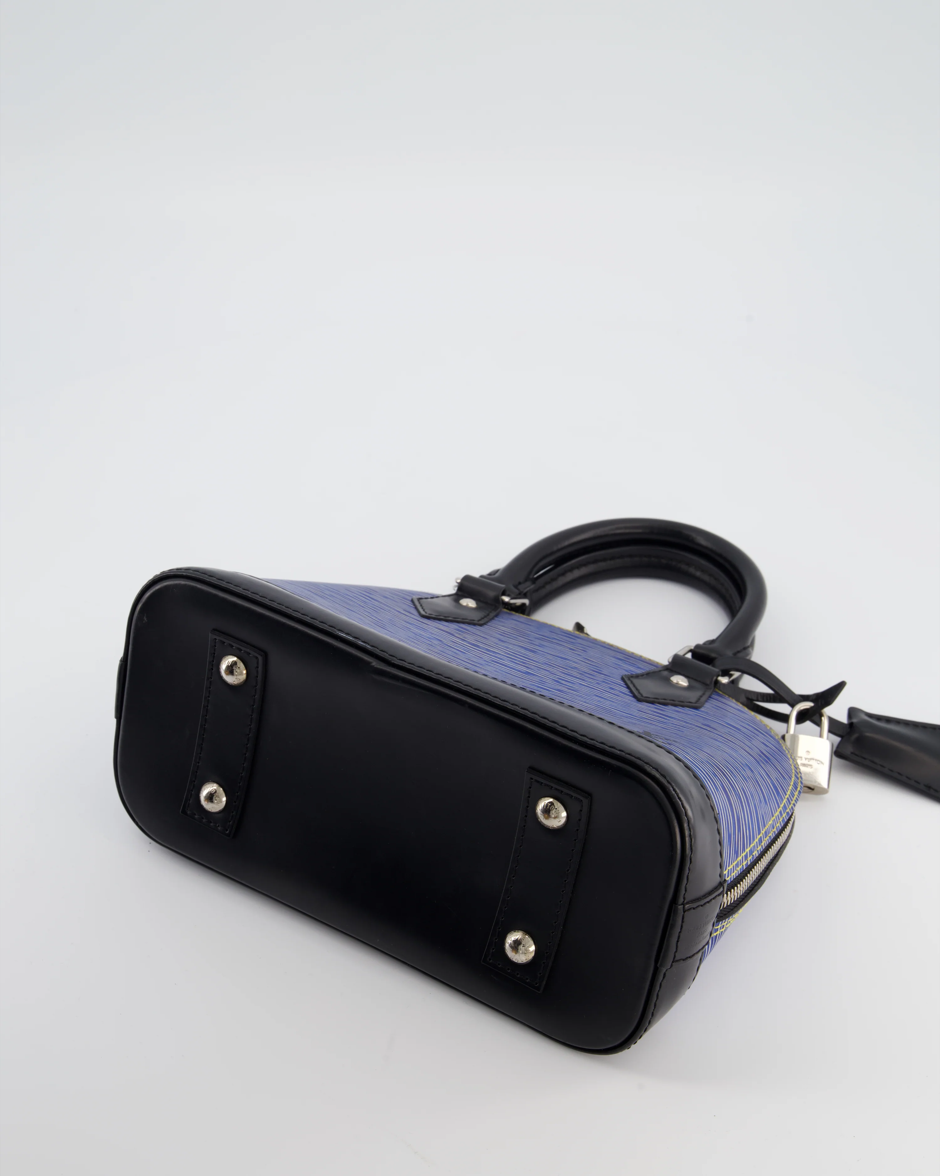 Louis Vuitton Alma BB Bag in Blue & Black Cowhide Leather with Silver Hardware - Image 17
