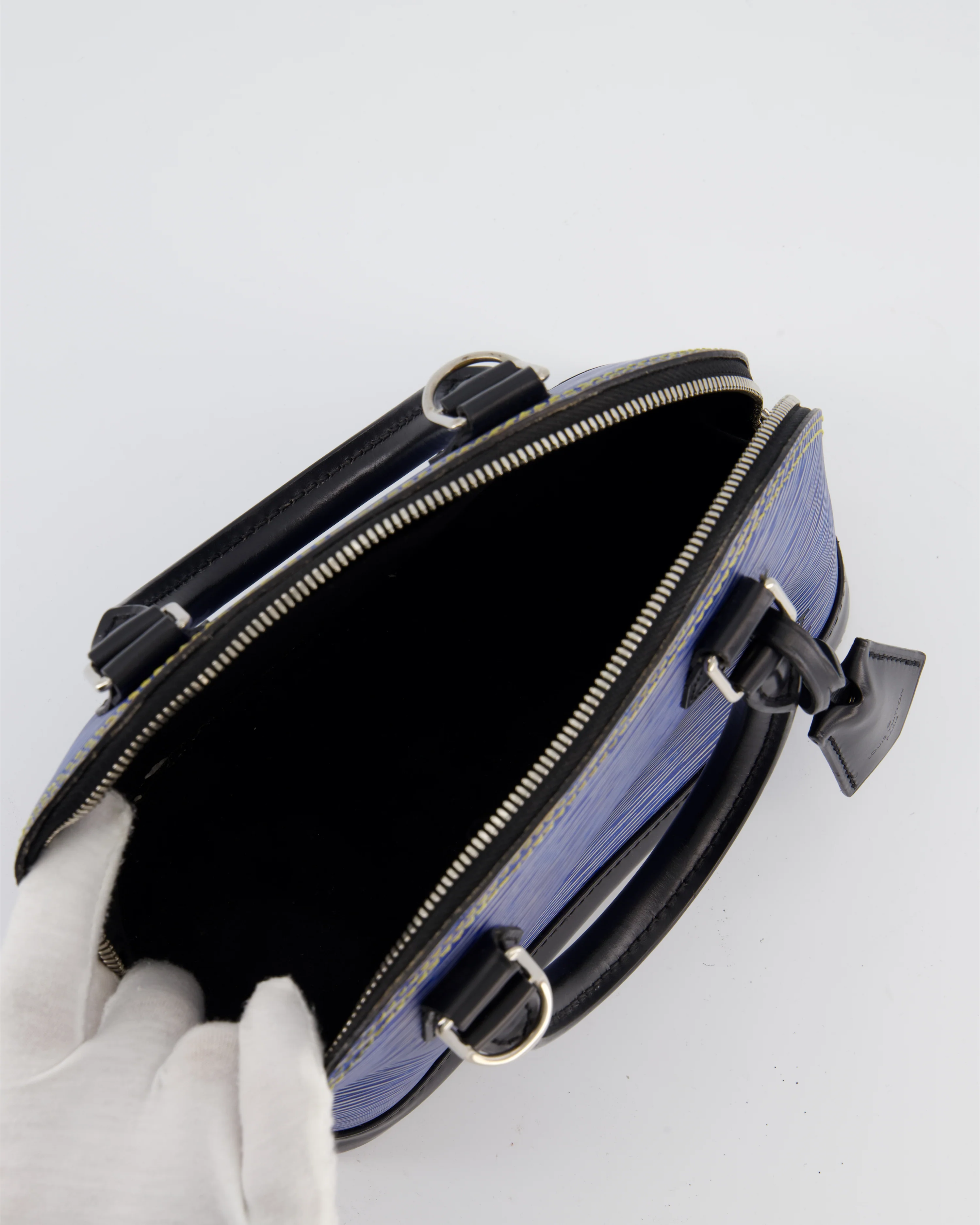 Louis Vuitton Alma BB Bag in Blue & Black Cowhide Leather with Silver Hardware - Image 19