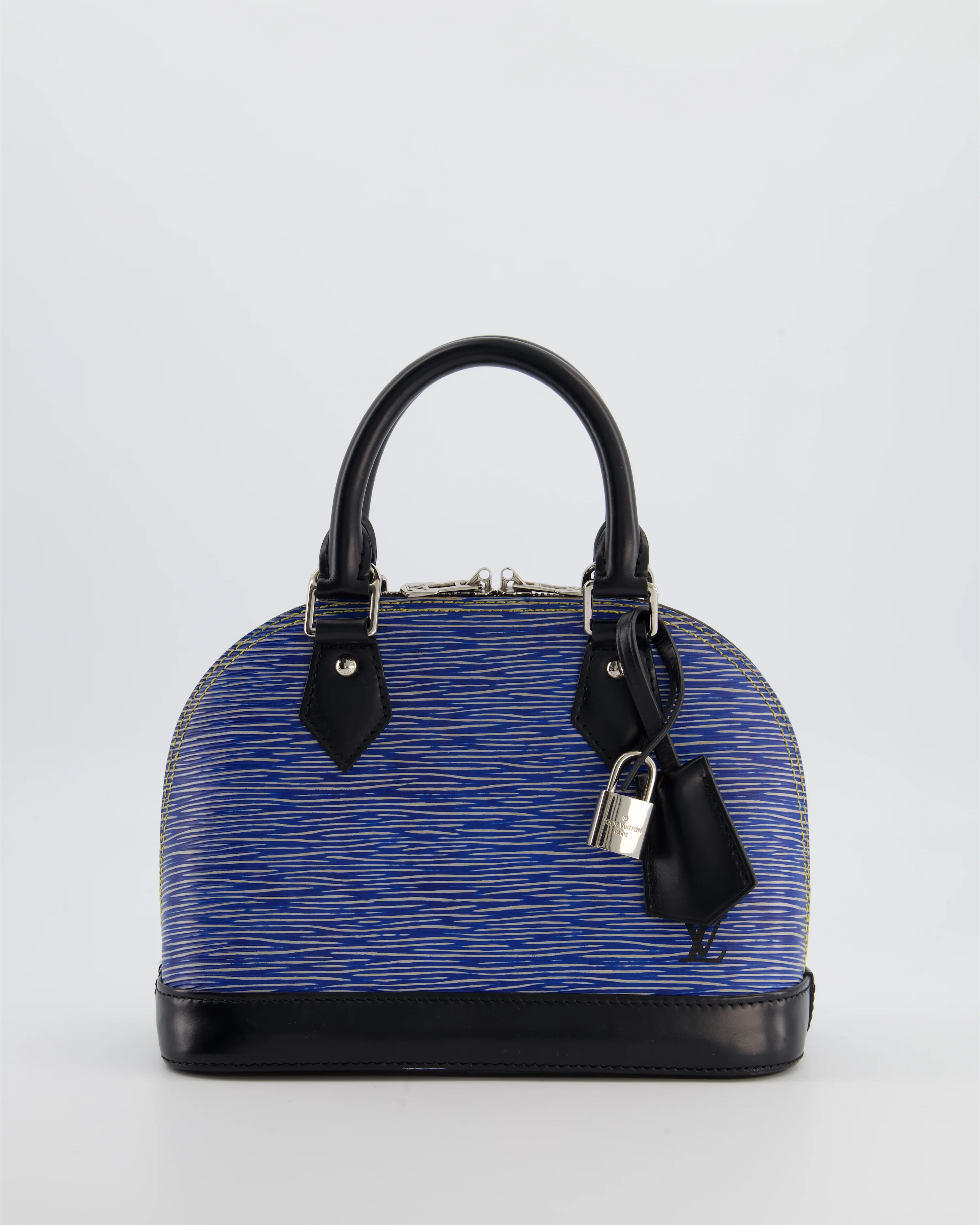 Louis Vuitton Alma BB Bag in Blue & Black Cowhide Leather with Silver Hardware - Image 2