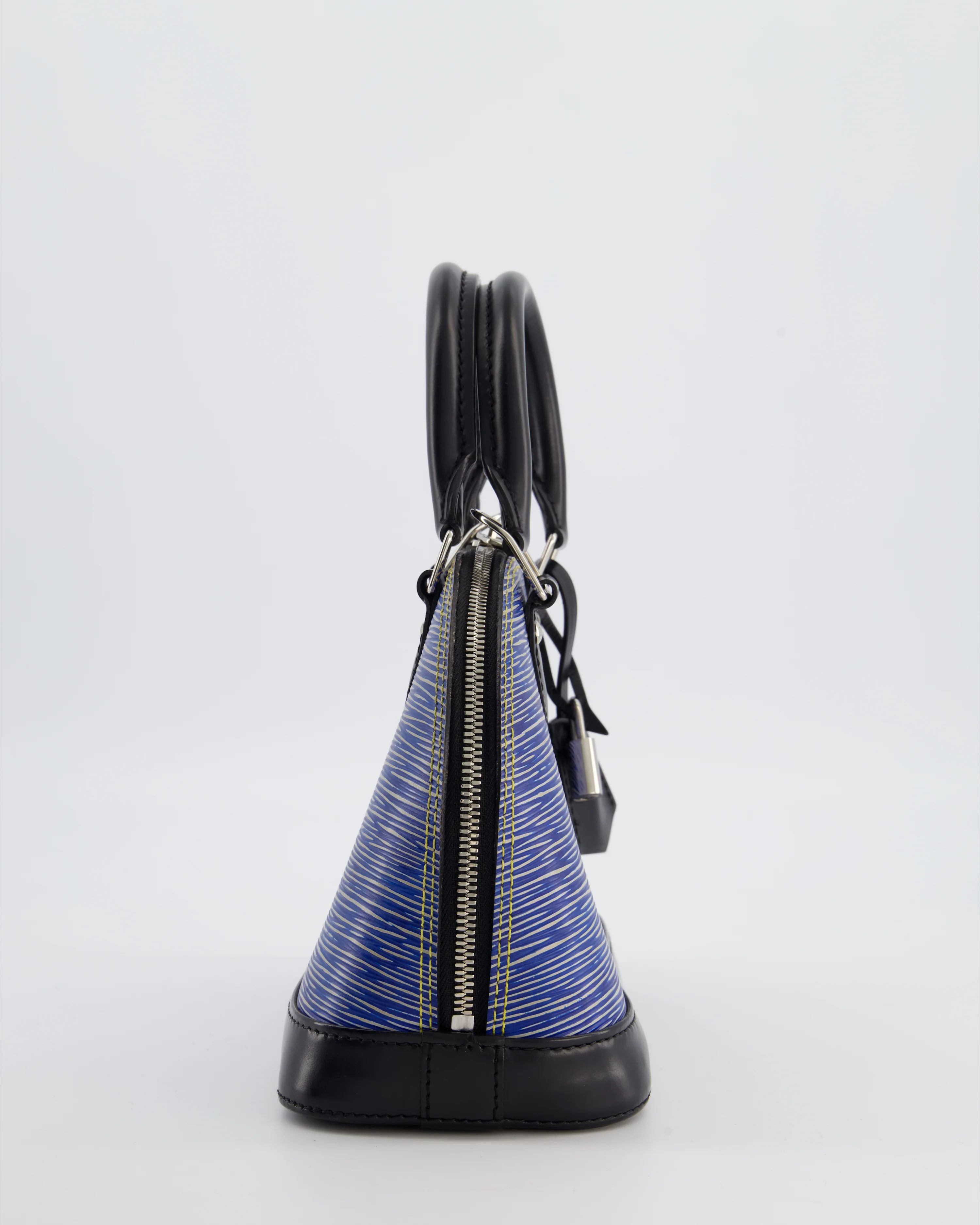 Louis Vuitton Alma BB Bag in Blue & Black Cowhide Leather with Silver Hardware - Image 4