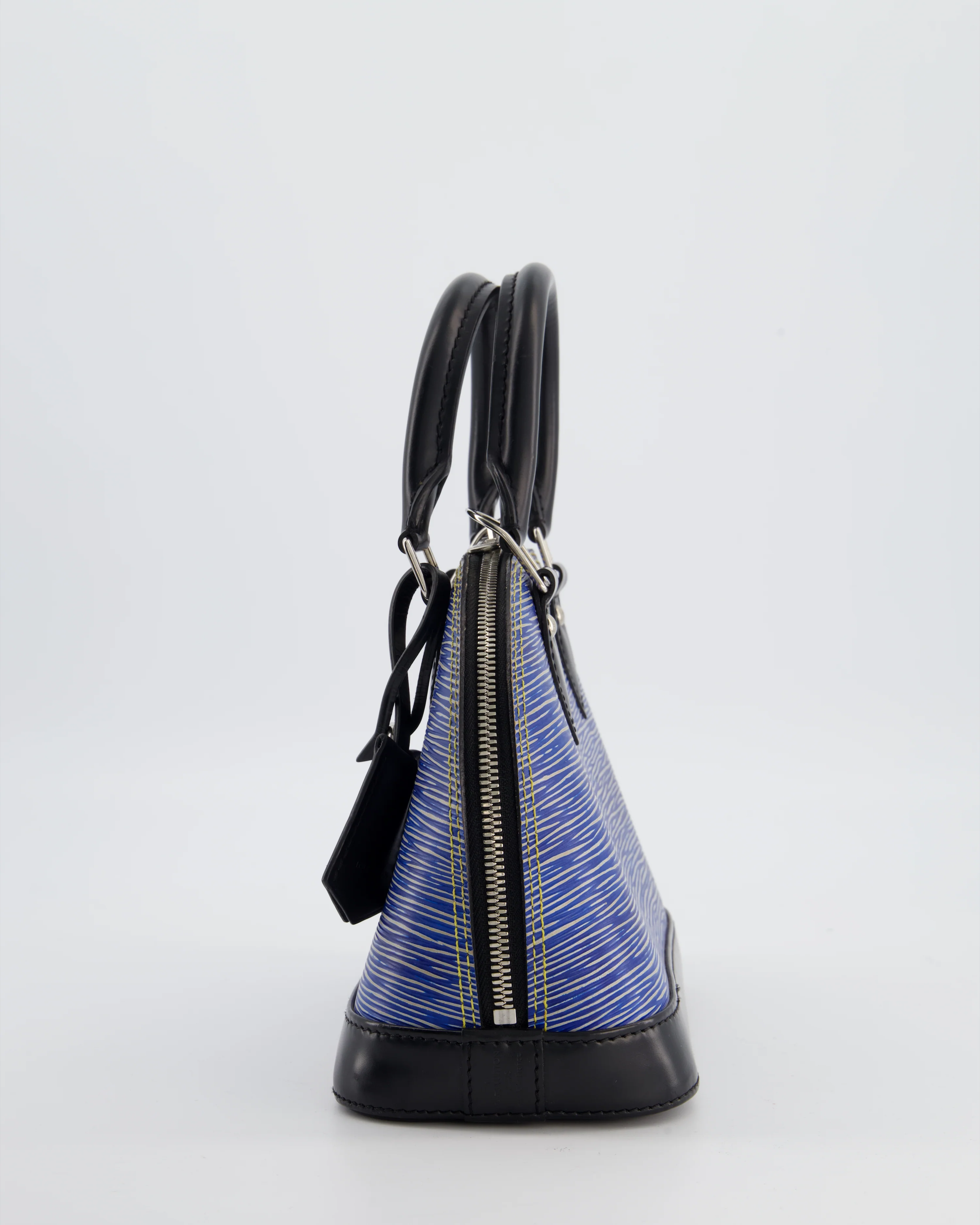 Louis Vuitton Alma BB Bag in Blue & Black Cowhide Leather with Silver Hardware - Image 8