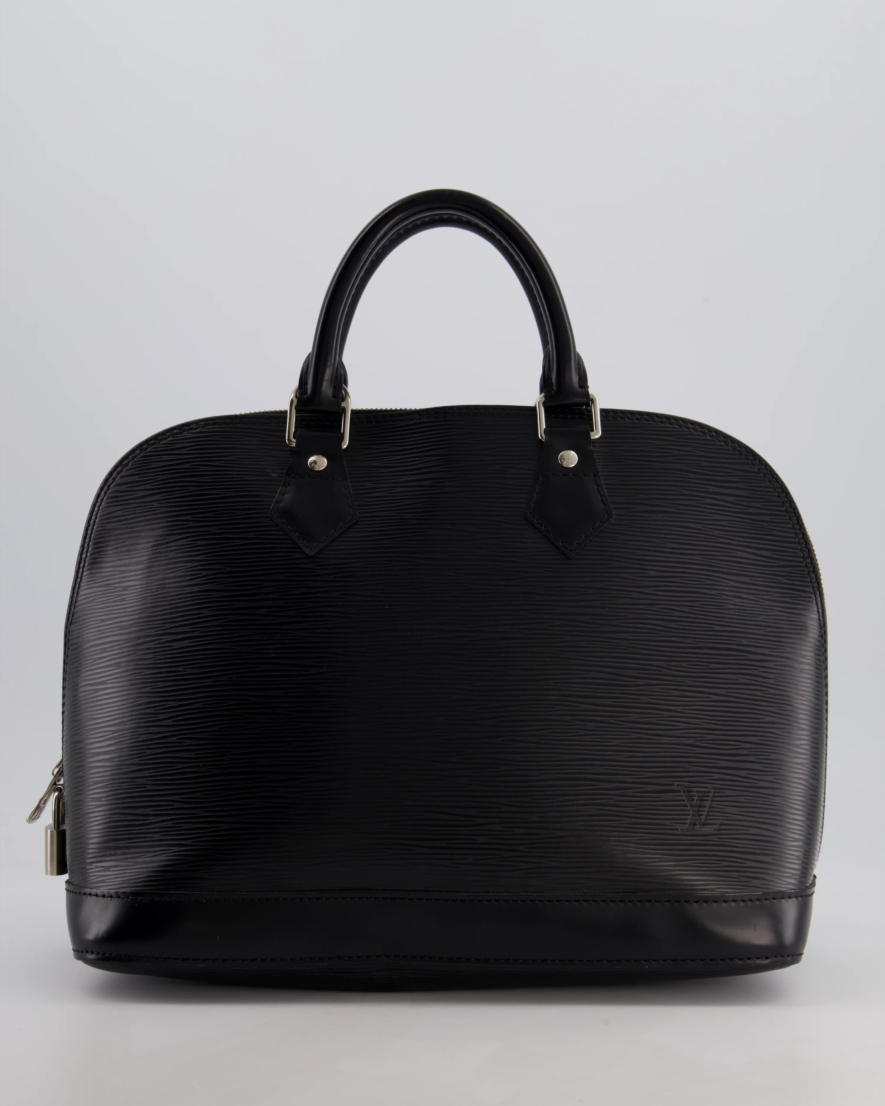 Louis Vuitton Alma PM Bag in Black Epi Leather with Silver Hardware