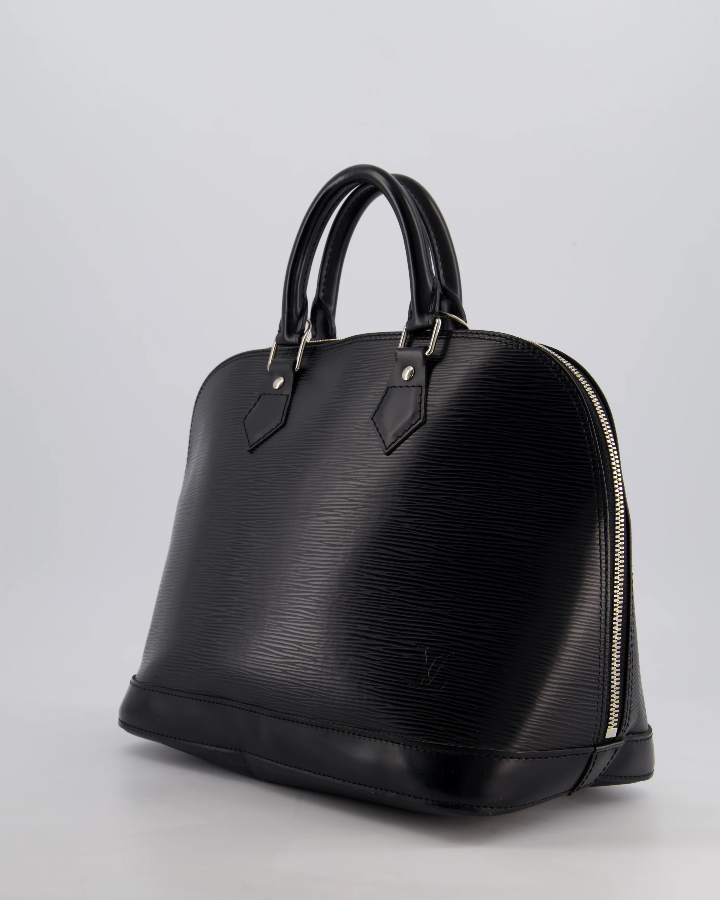 Louis Vuitton Alma PM Bag in Black Epi Leather with Silver Hardware - Image 10