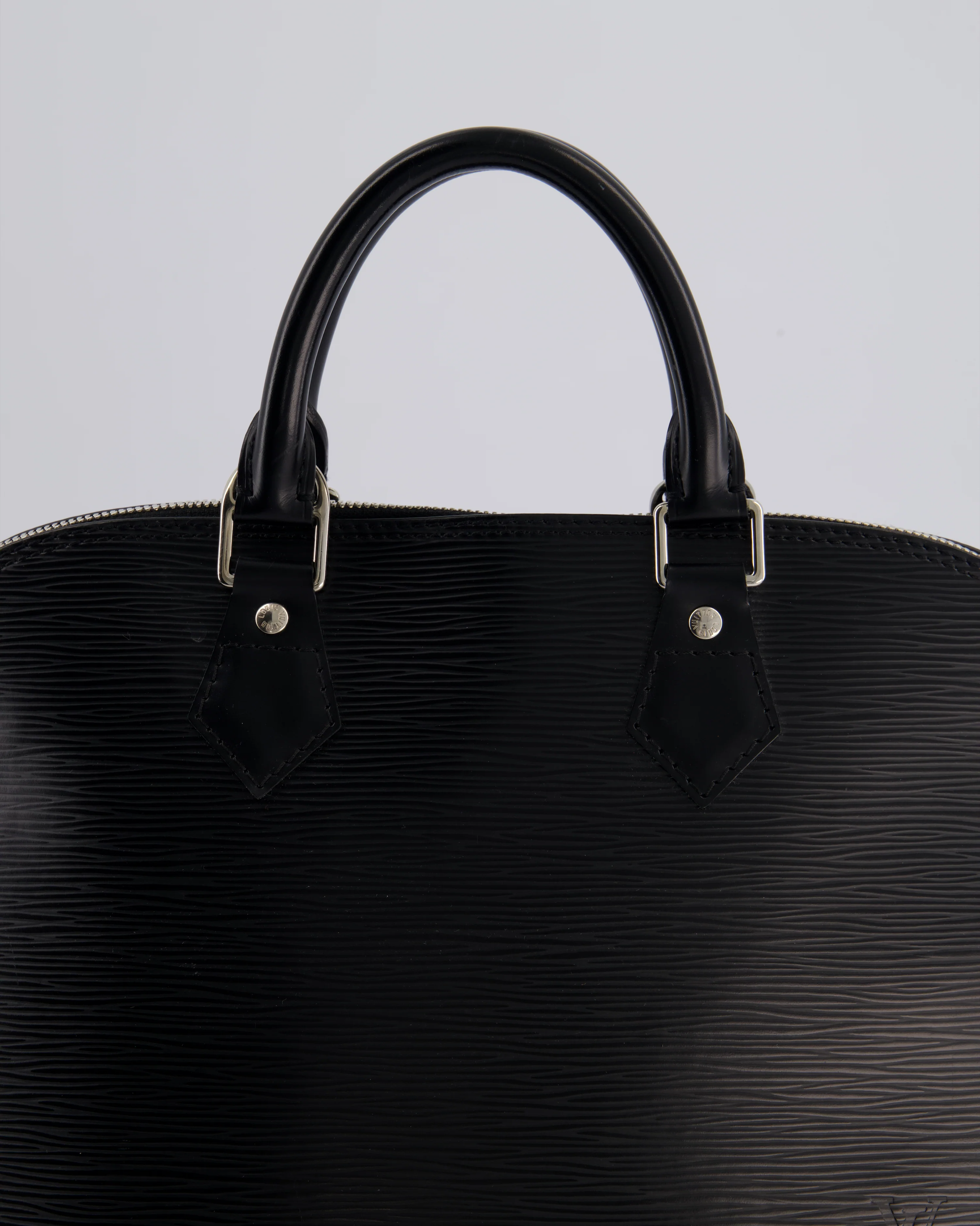 Louis Vuitton Alma PM Bag in Black Epi Leather with Silver Hardware - Image 15