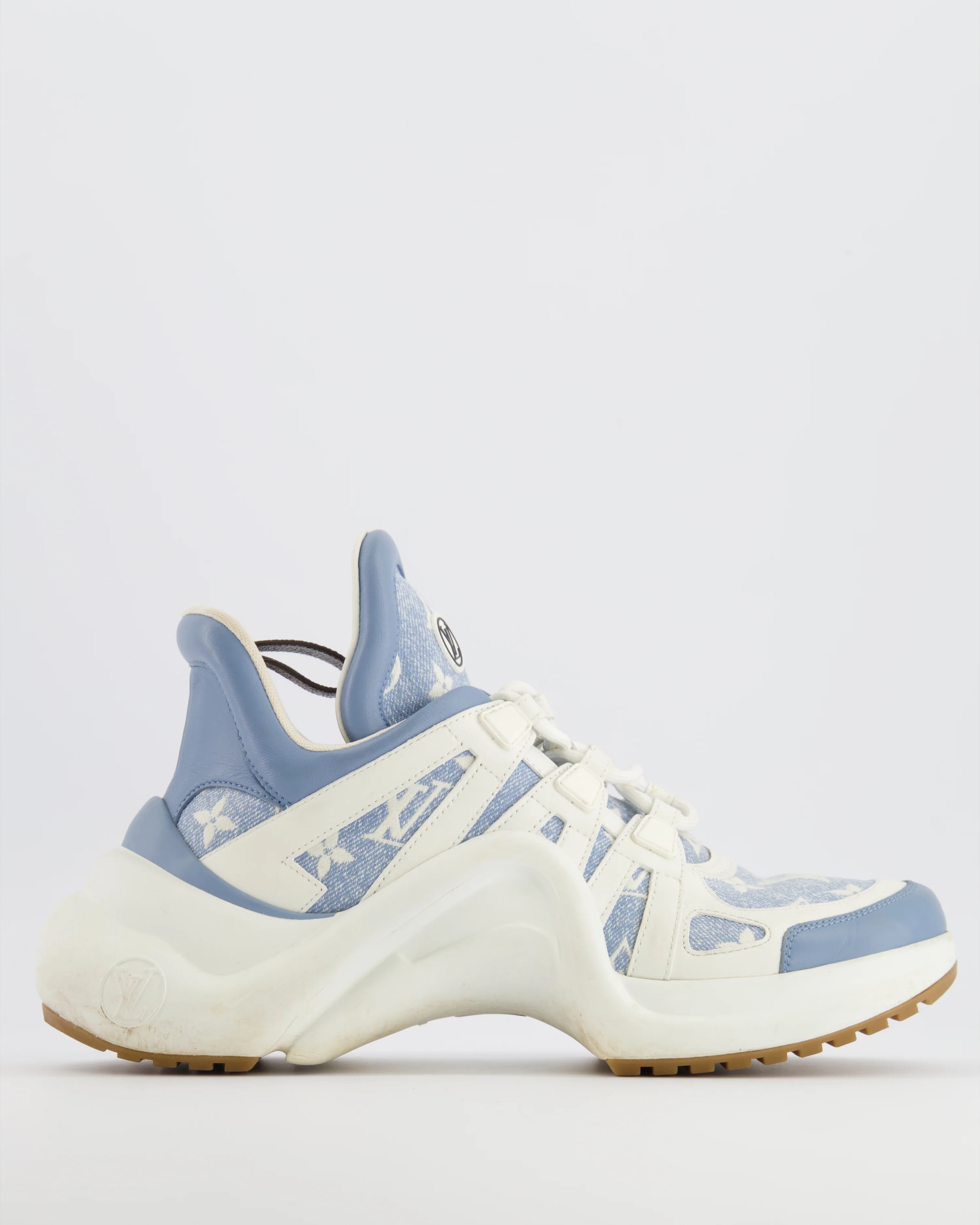 Louis Vuitton Archlight Trainers in Blue Monogram Denim with White Soles and Leather Trims with LV Logo Detail Size EU 39.5 RRP £1,110