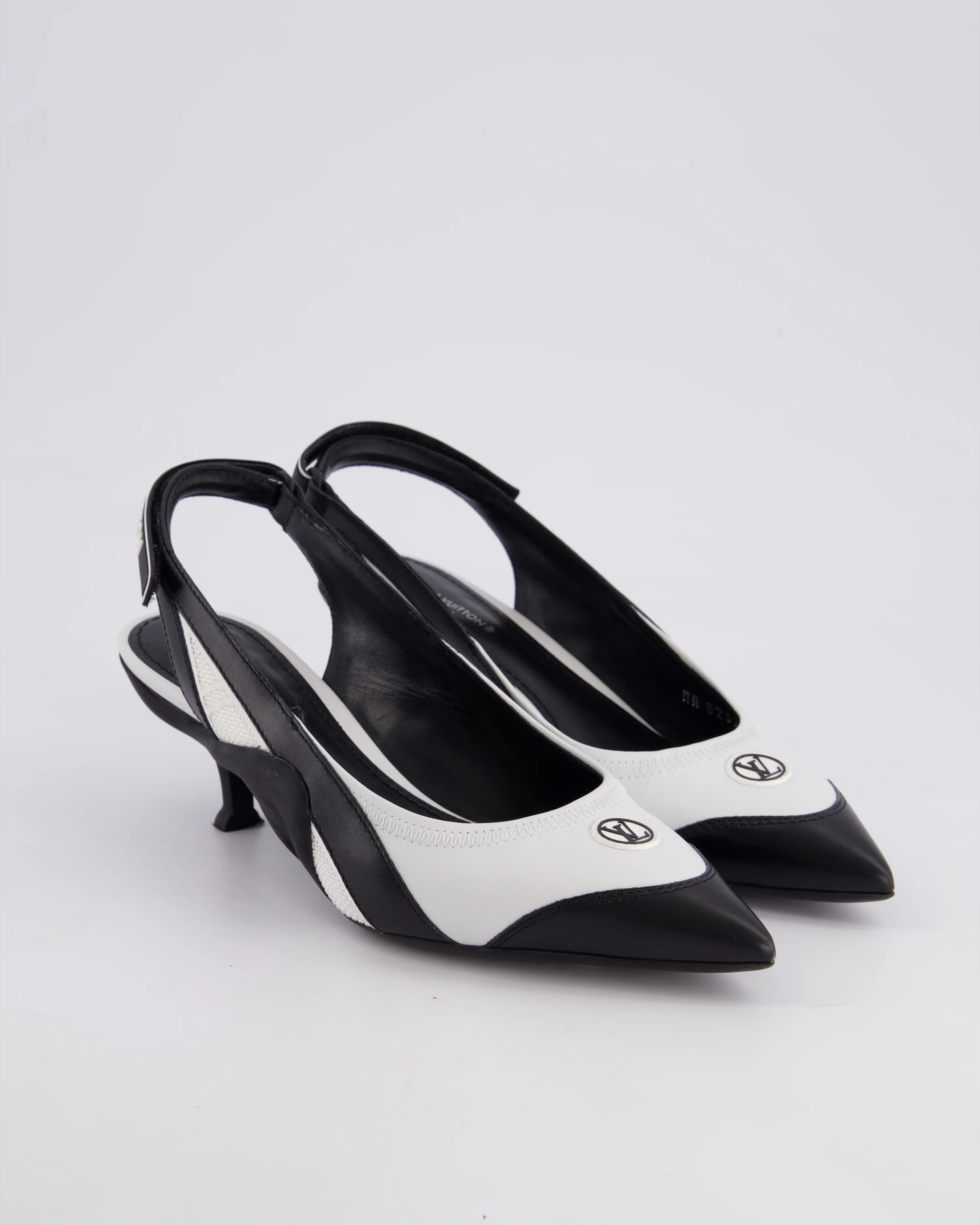 Louis Vuitton Black and White Archlight Slingback Heels With Logo Details Size EU 37 - Image 2
