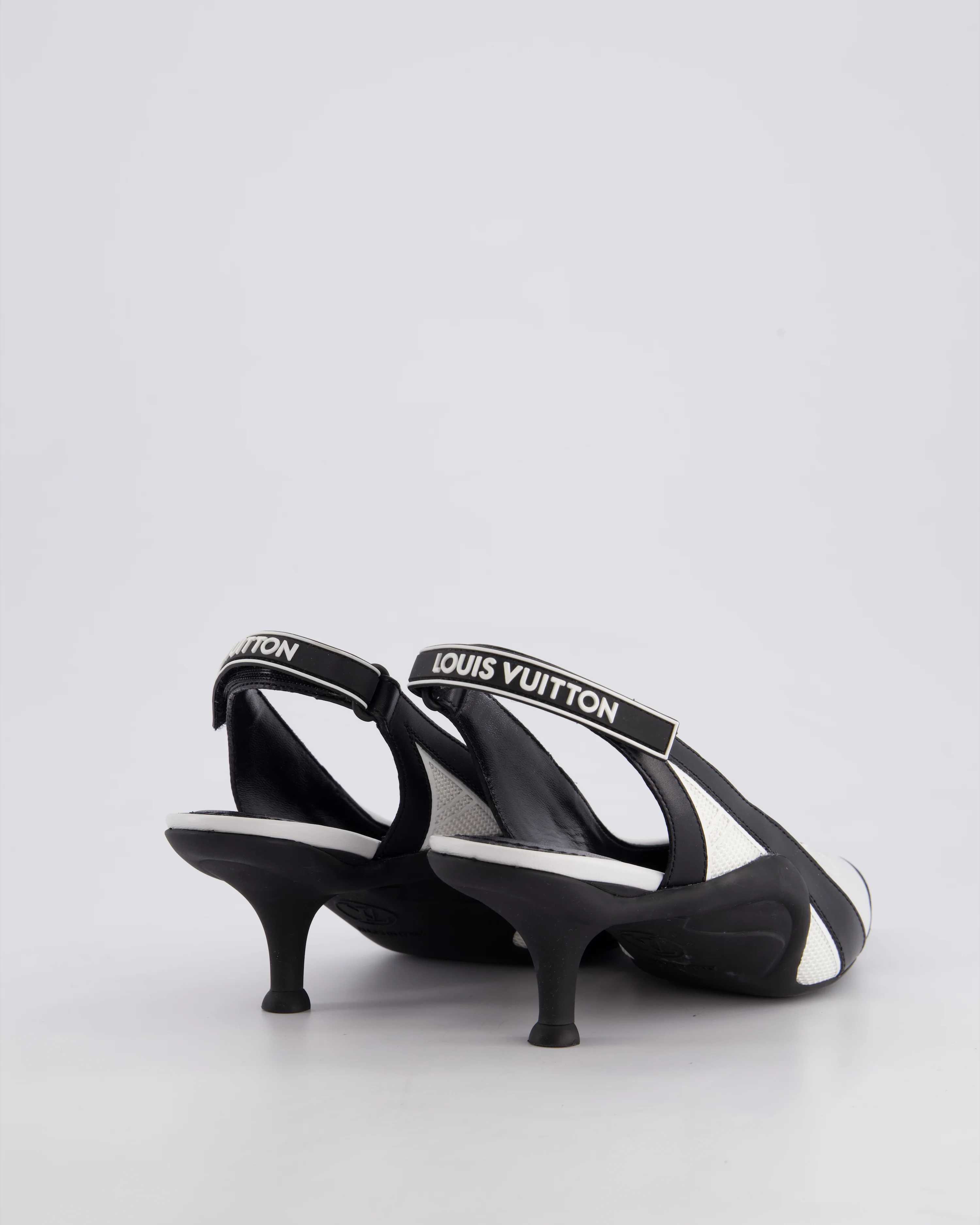 Louis Vuitton Black and White Archlight Slingback Heels With Logo Details Size EU 37 - Image 3