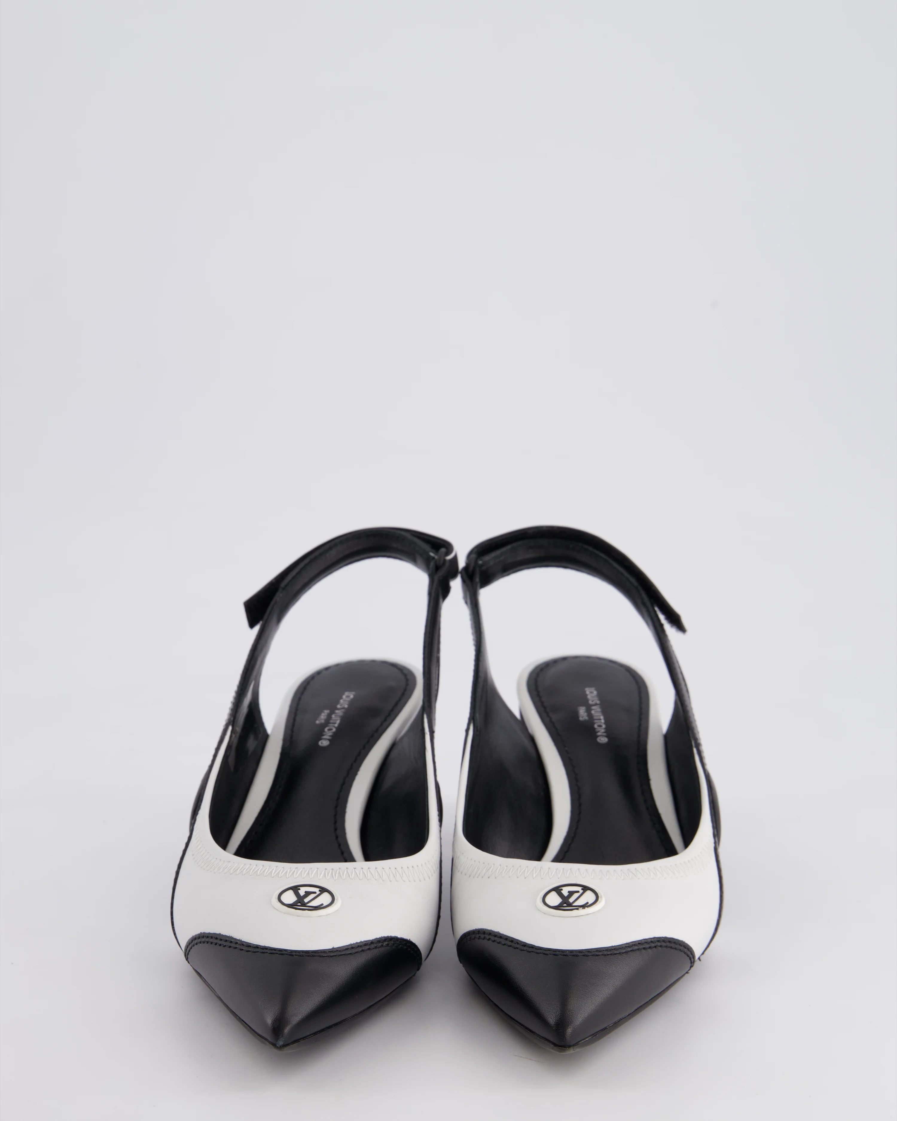 Louis Vuitton Black and White Archlight Slingback Heels With Logo Details Size EU 37 - Image 4