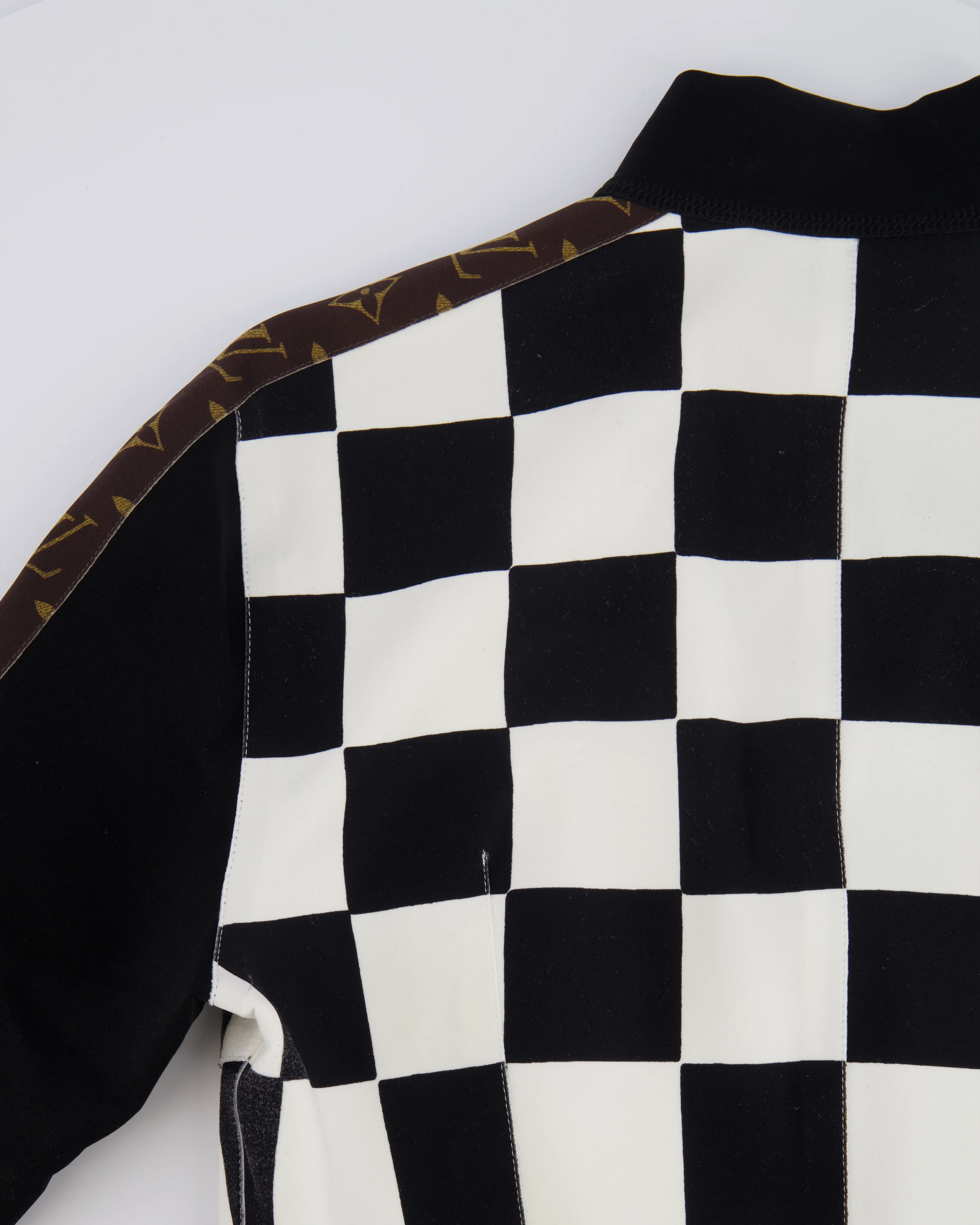 Louis Vuitton Black and White Checkered Mini Dress with Brown Monogram Details FR 38 (UK 10) - Image 7