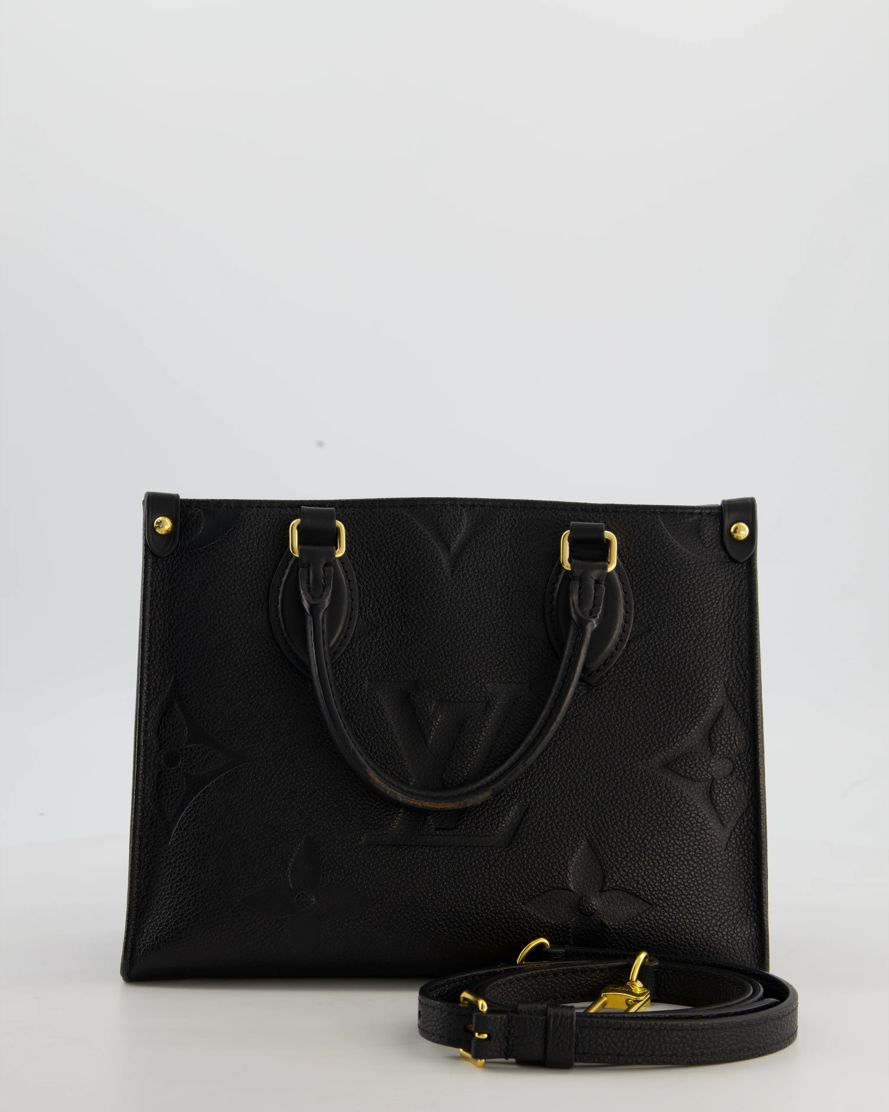 Louis Vuitton Black On the Go Small BB Tote in Empreinte Monogram Leather with Gold Hardware