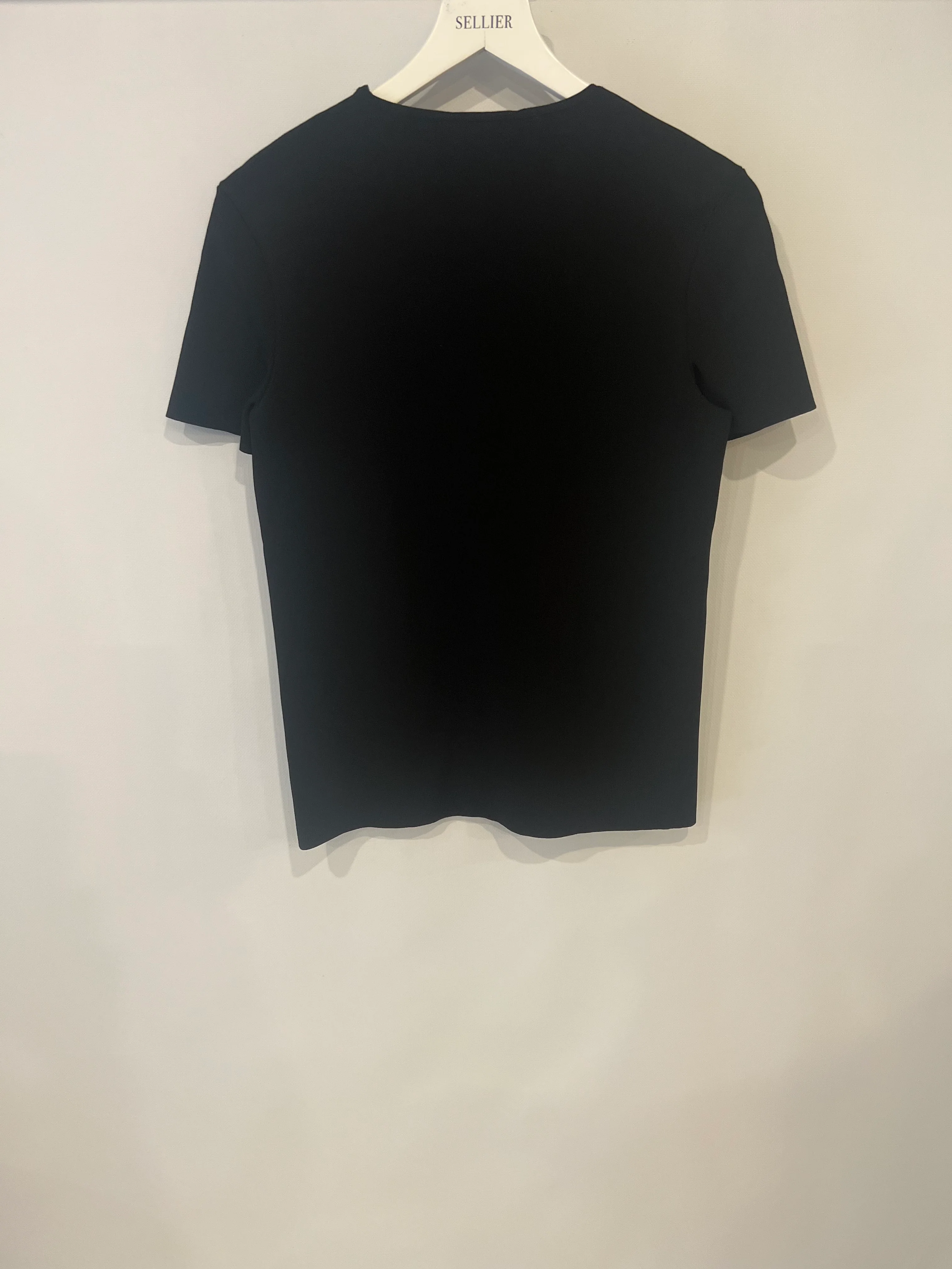 Louis Vuitton Black Short Sleeved Top with Gold Sequin Embroideries and Zipper Detail Size S (UK 8) - Image 9
