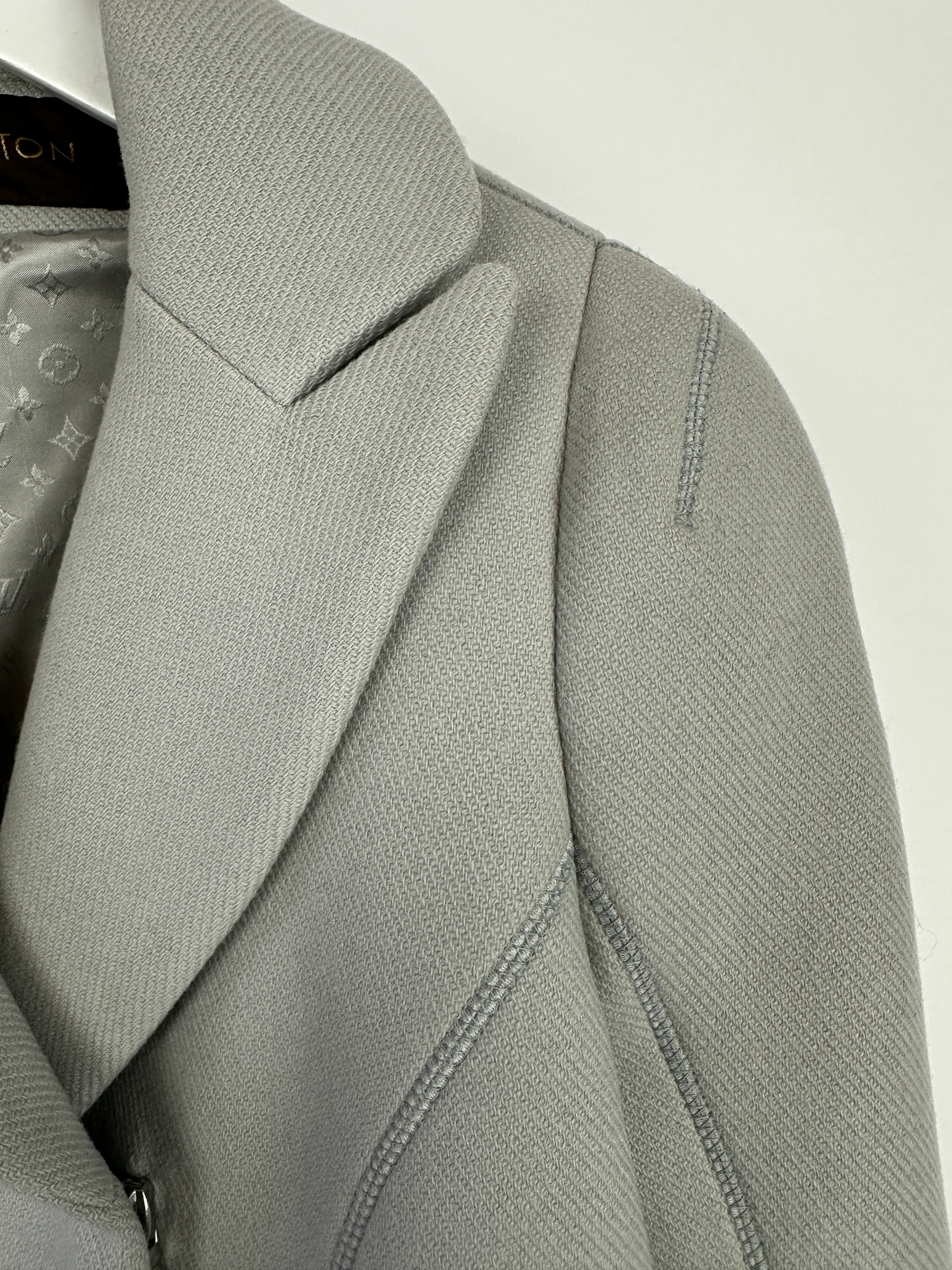 Louis Vuitton Blue Grey Long Sleeve Biker Jacket with Silver Zips Detail Size FR 40 (UK 12) - Image 10