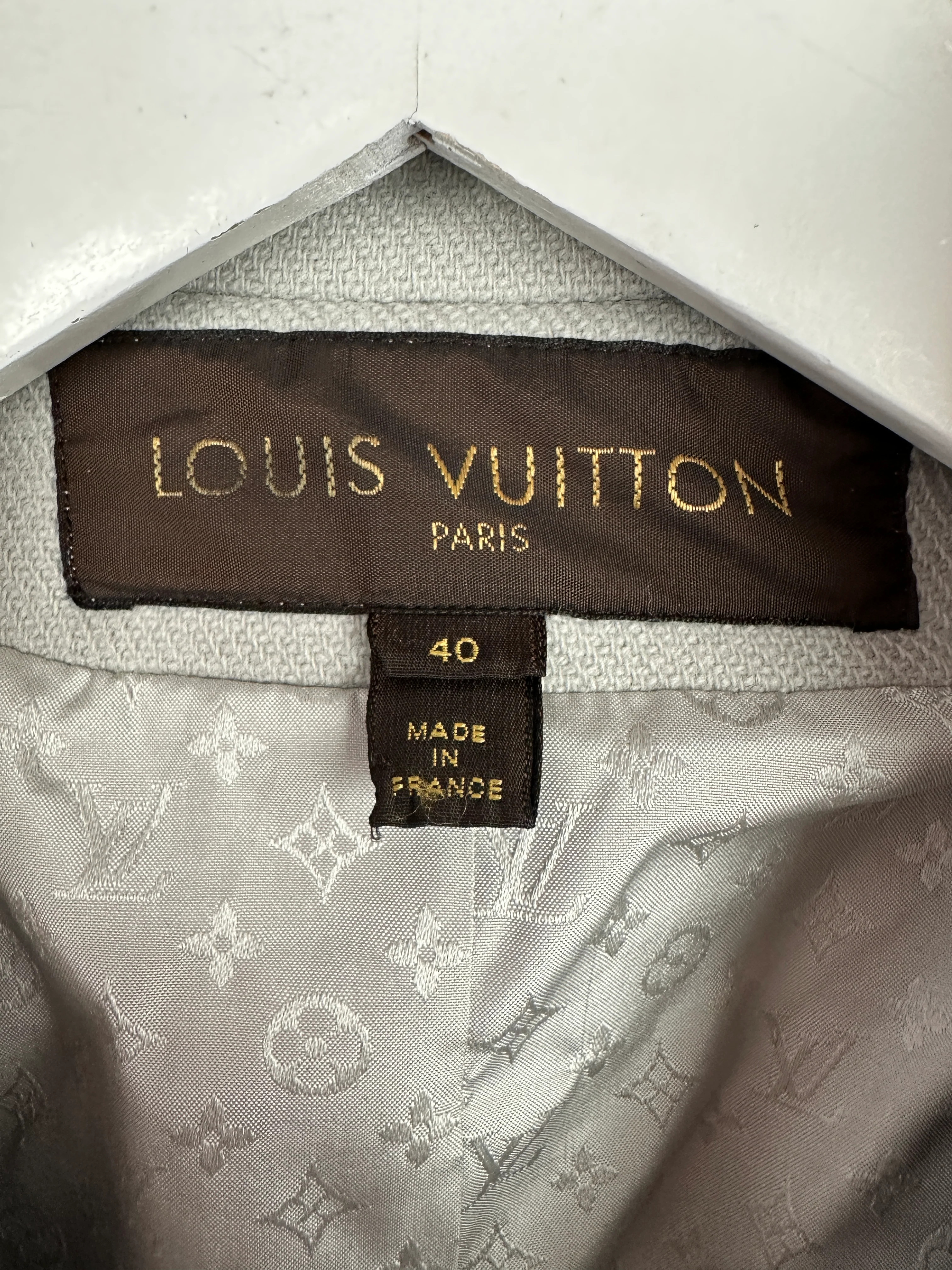 Louis Vuitton Blue Grey Long Sleeve Biker Jacket with Silver Zips Detail Size FR 40 (UK 12) - Image 11