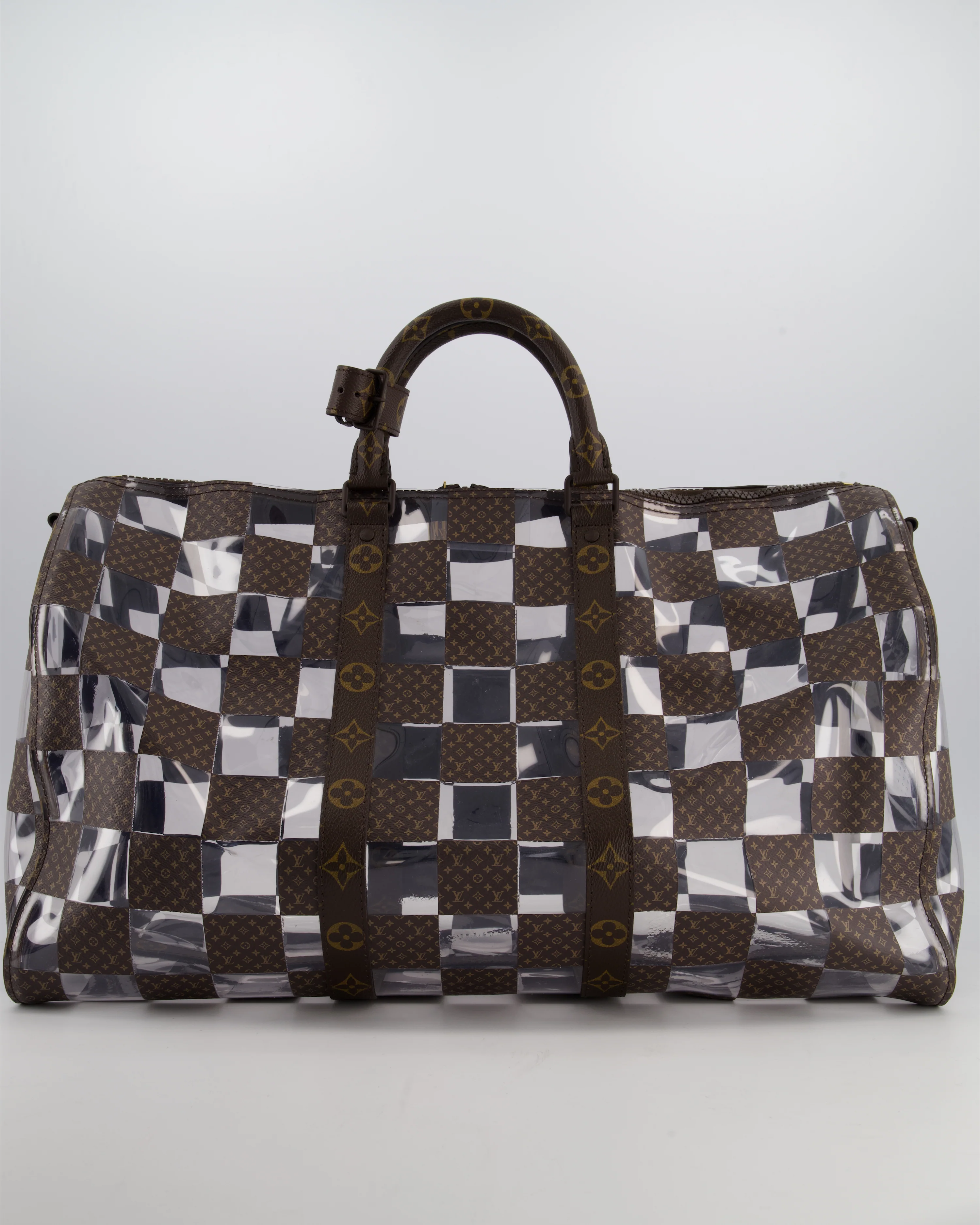 Louis Vuitton Brown Bandouliere Chessboard Keepall 50 in PVC & Monogram Coated Canvas with Matte Brown Hardware - Image 10