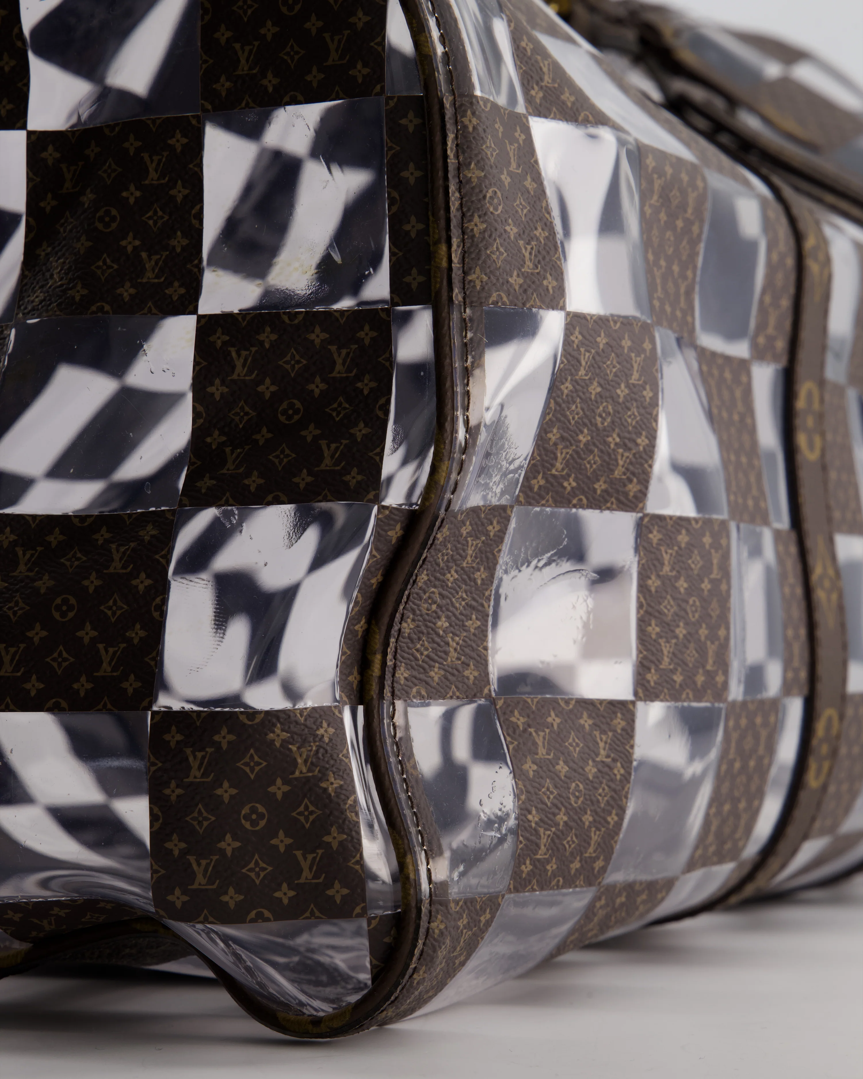 Louis Vuitton Brown Bandouliere Chessboard Keepall 50 in PVC & Monogram Coated Canvas with Matte Brown Hardware - Image 11