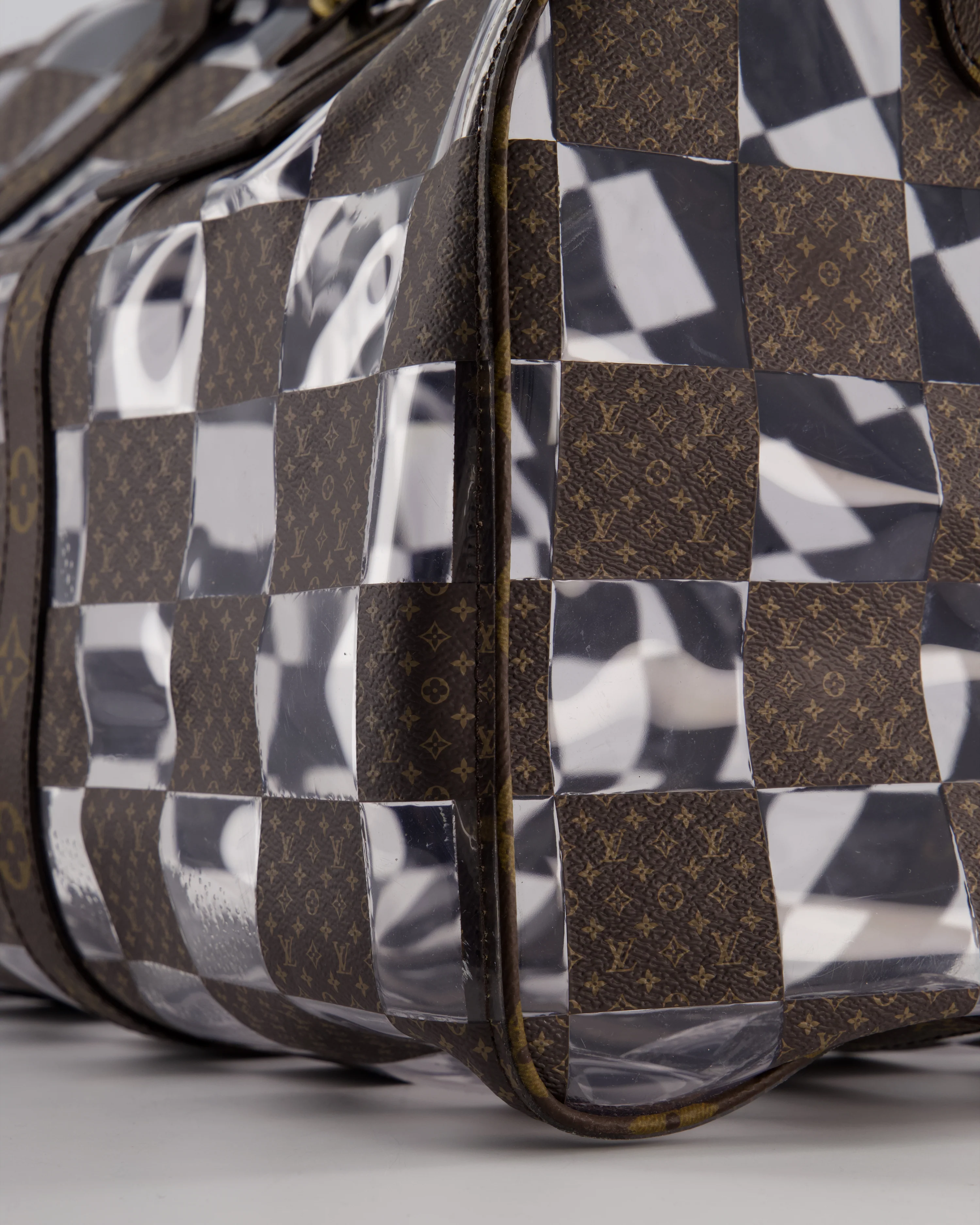 Louis Vuitton Brown Bandouliere Chessboard Keepall 50 in PVC & Monogram Coated Canvas with Matte Brown Hardware - Image 12