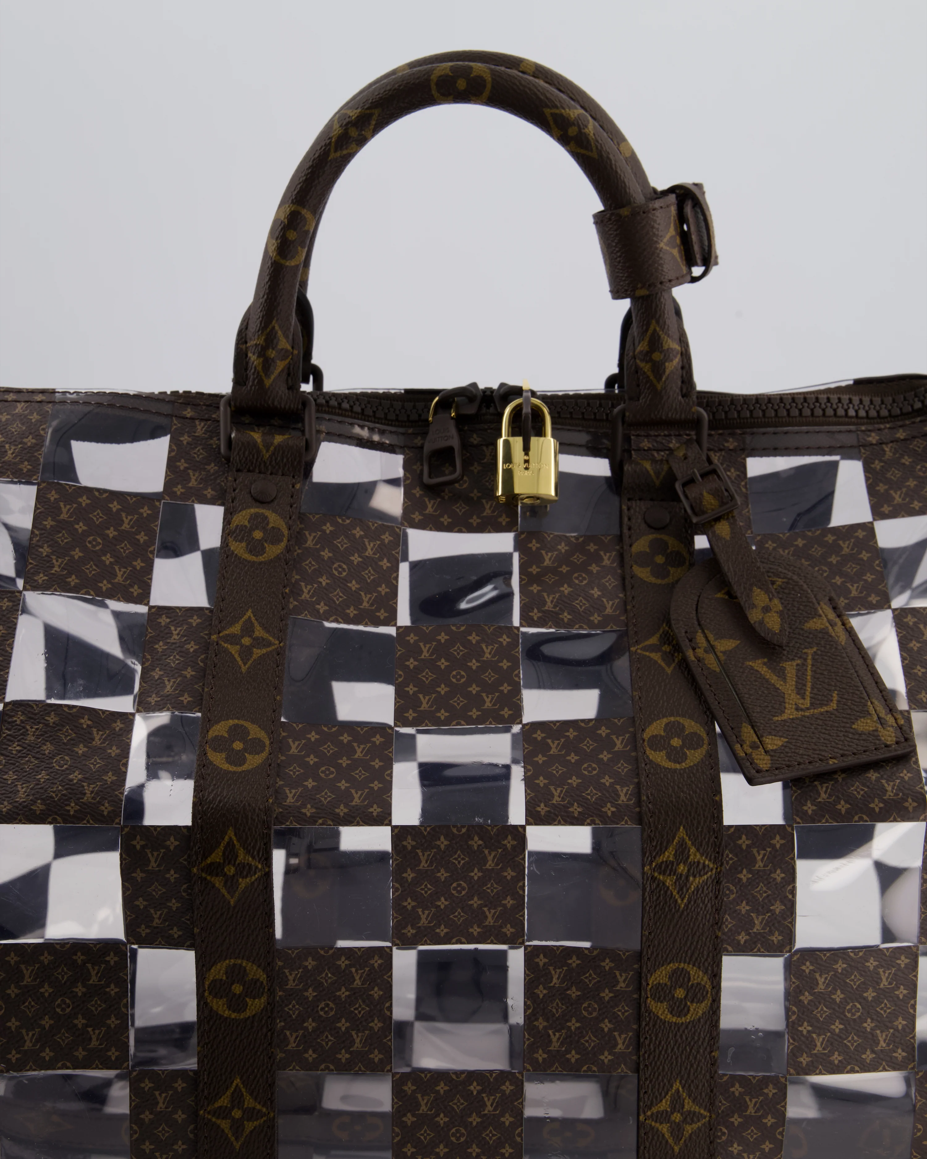 Louis Vuitton Brown Bandouliere Chessboard Keepall 50 in PVC & Monogram Coated Canvas with Matte Brown Hardware - Image 15