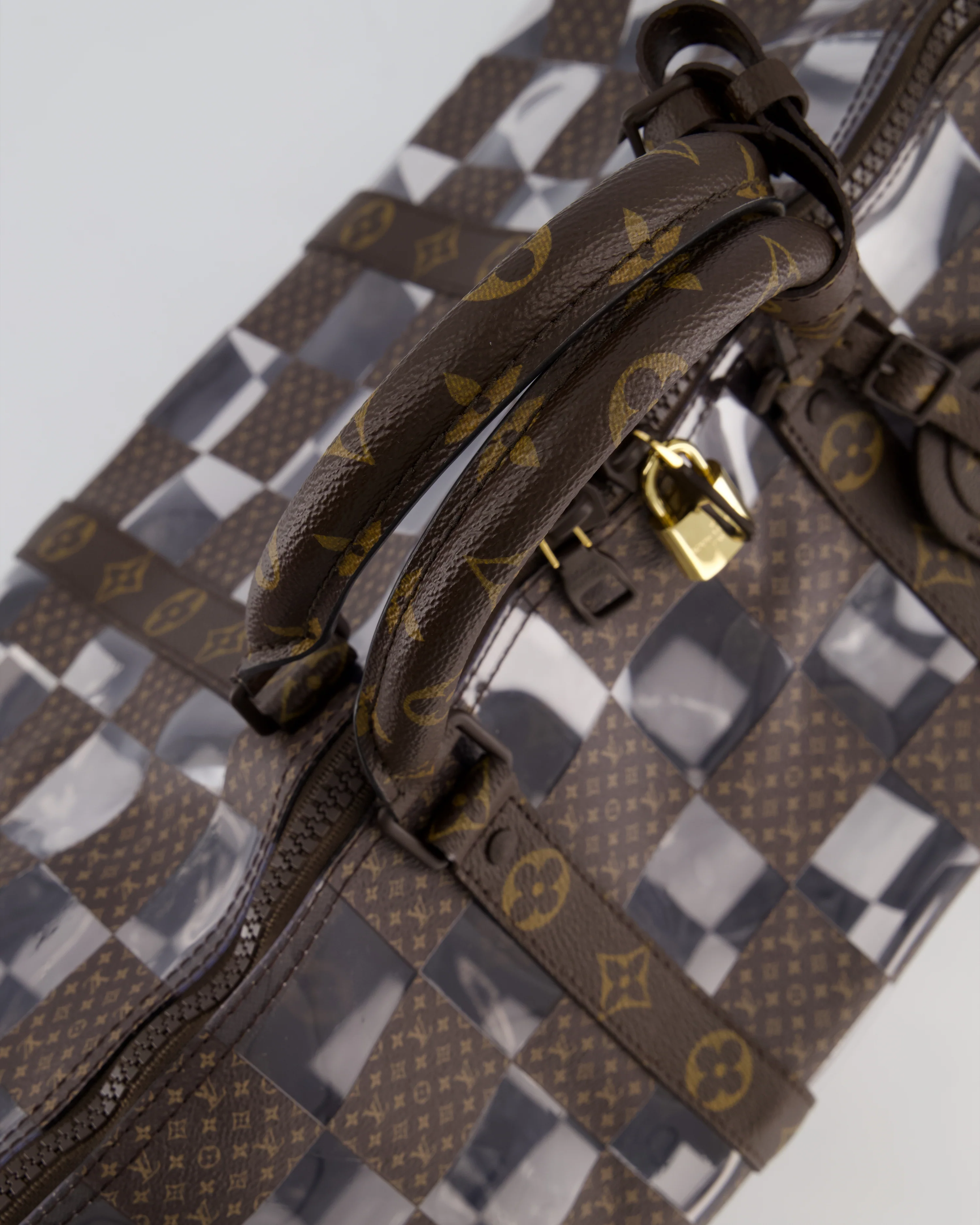 Louis Vuitton Brown Bandouliere Chessboard Keepall 50 in PVC & Monogram Coated Canvas with Matte Brown Hardware - Image 16